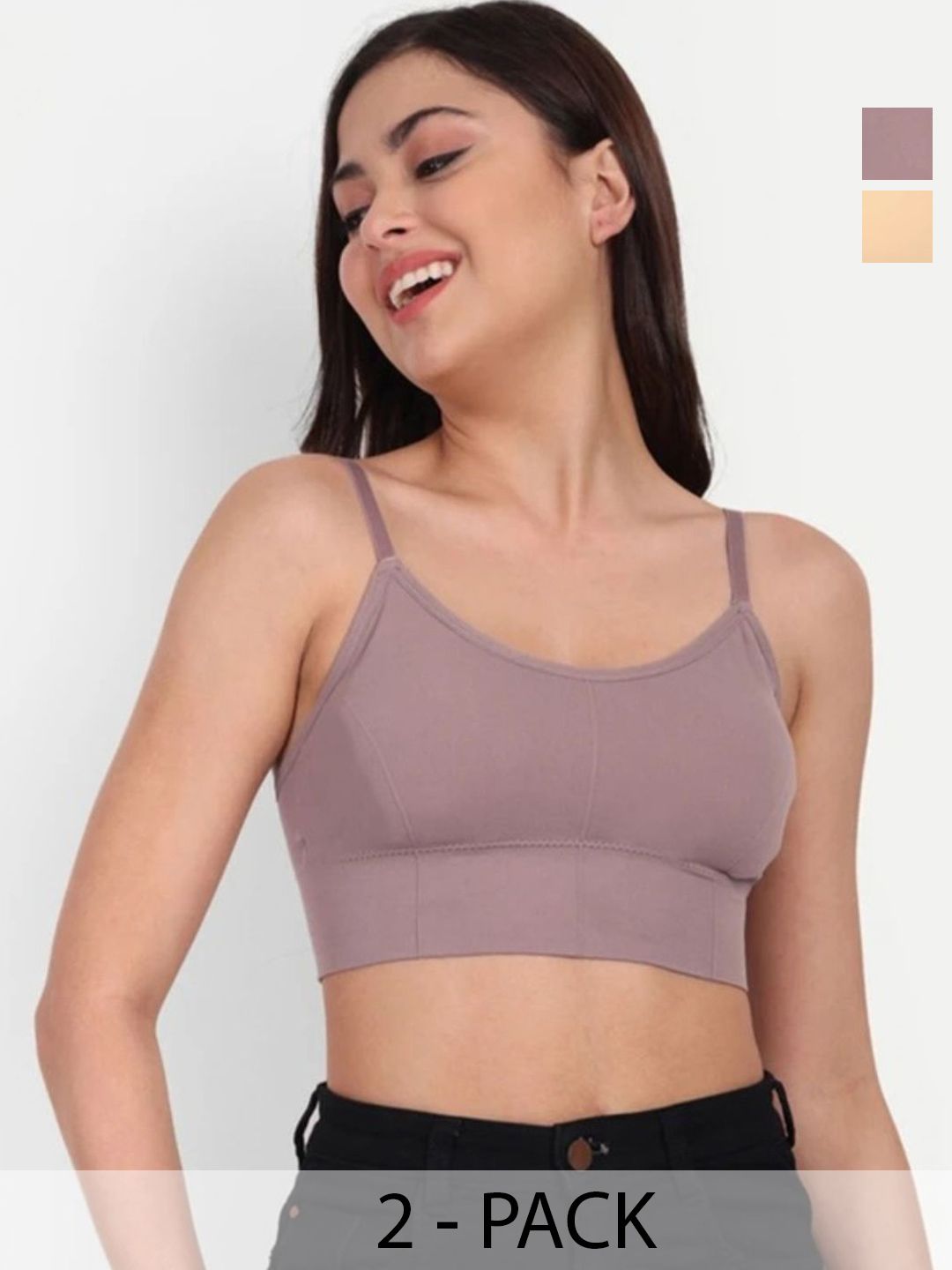 KAMINI Pack of 2 Solid Full Coverage Lightly Padded Non-Wired Everyday Bra-picture-3