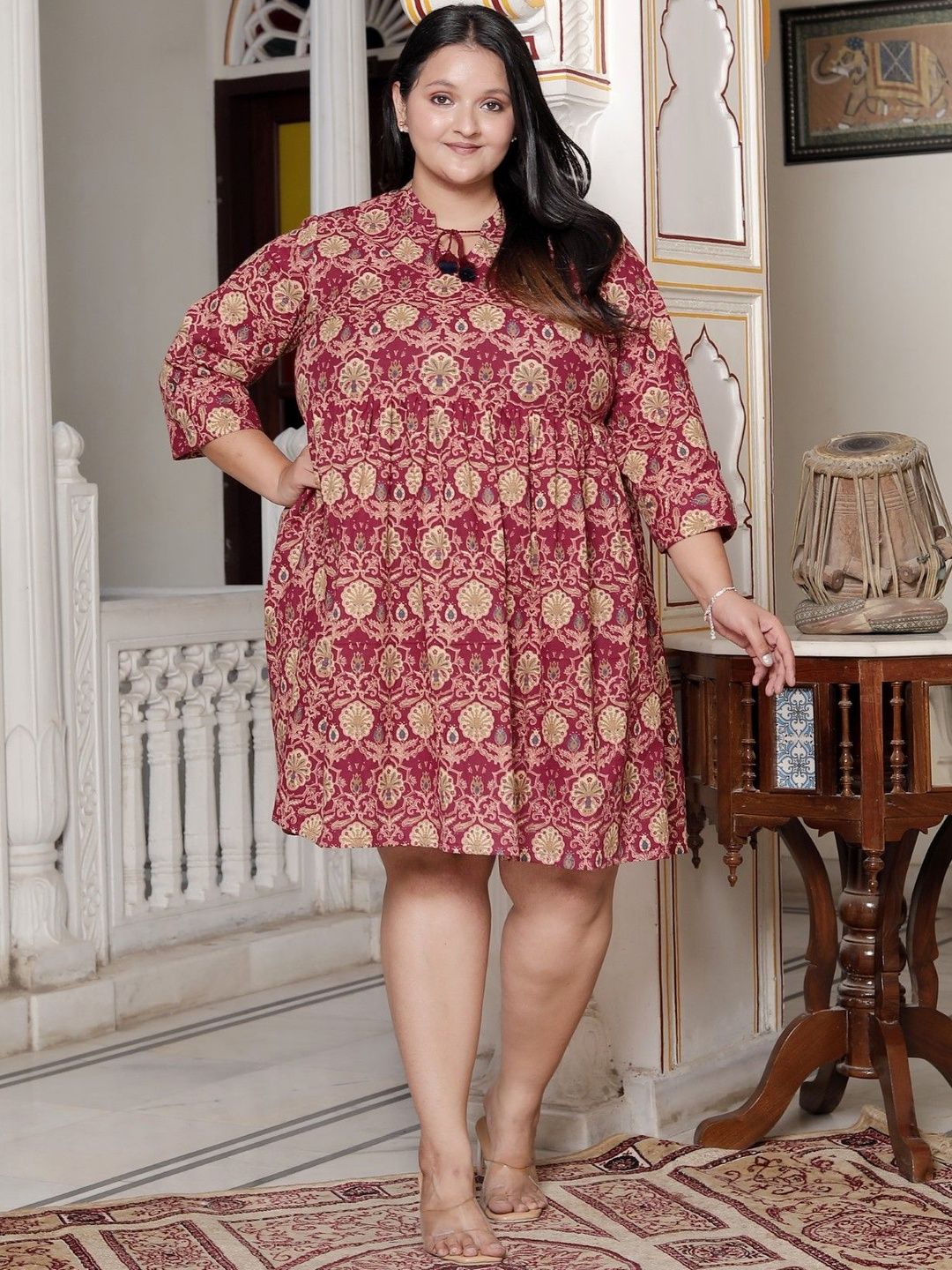 Swasti Ethnic Motifs Printed Plus Size Fit & Flare Dress-picture-38