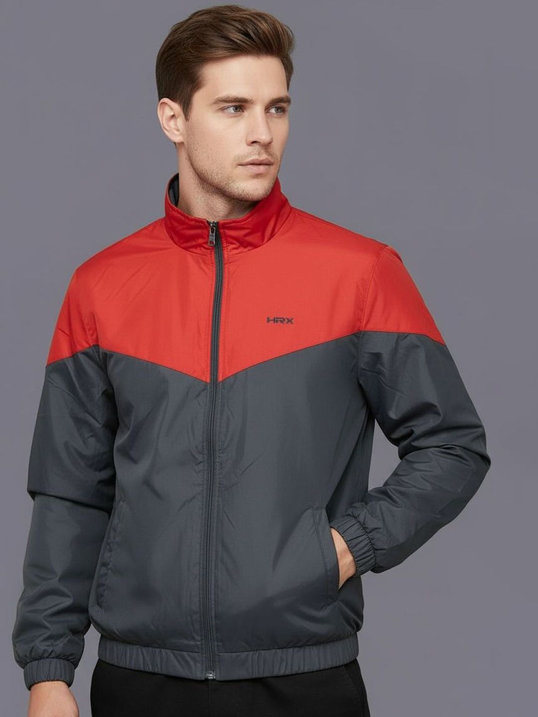 HRX by Hrithik Roshan Men Mock Collar Colourblocked Sporty Jacket-picture-24
