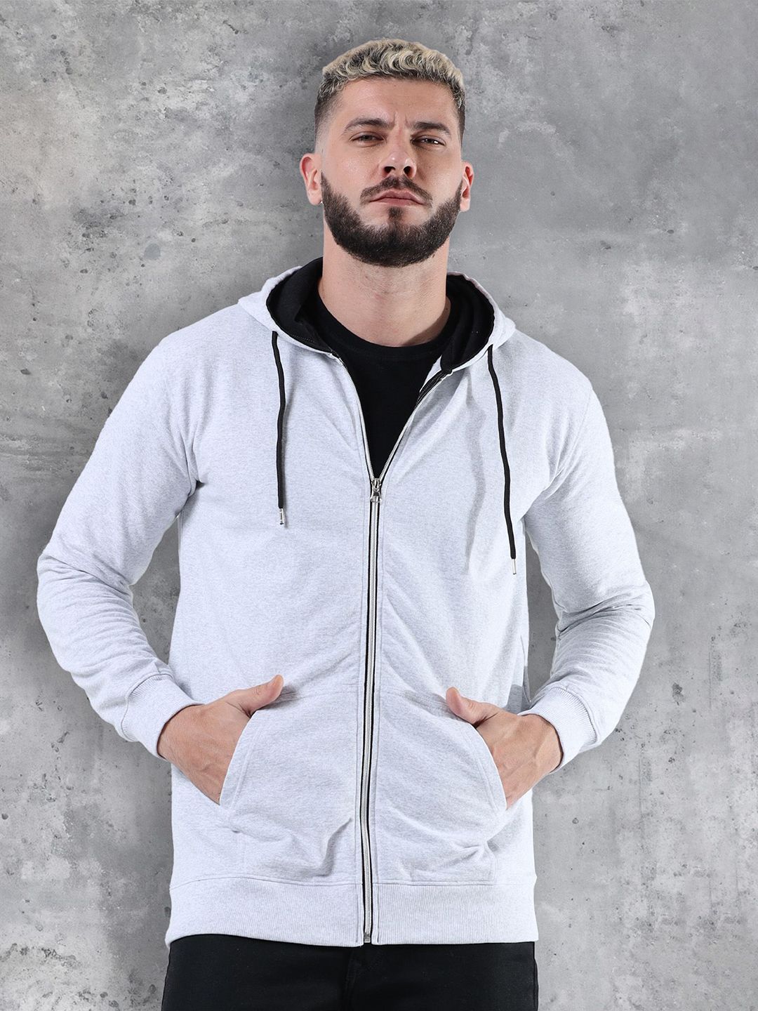 fanideaz Men Solid Hooded Front-Open Long Sleeves Sweatshirt-picture-12