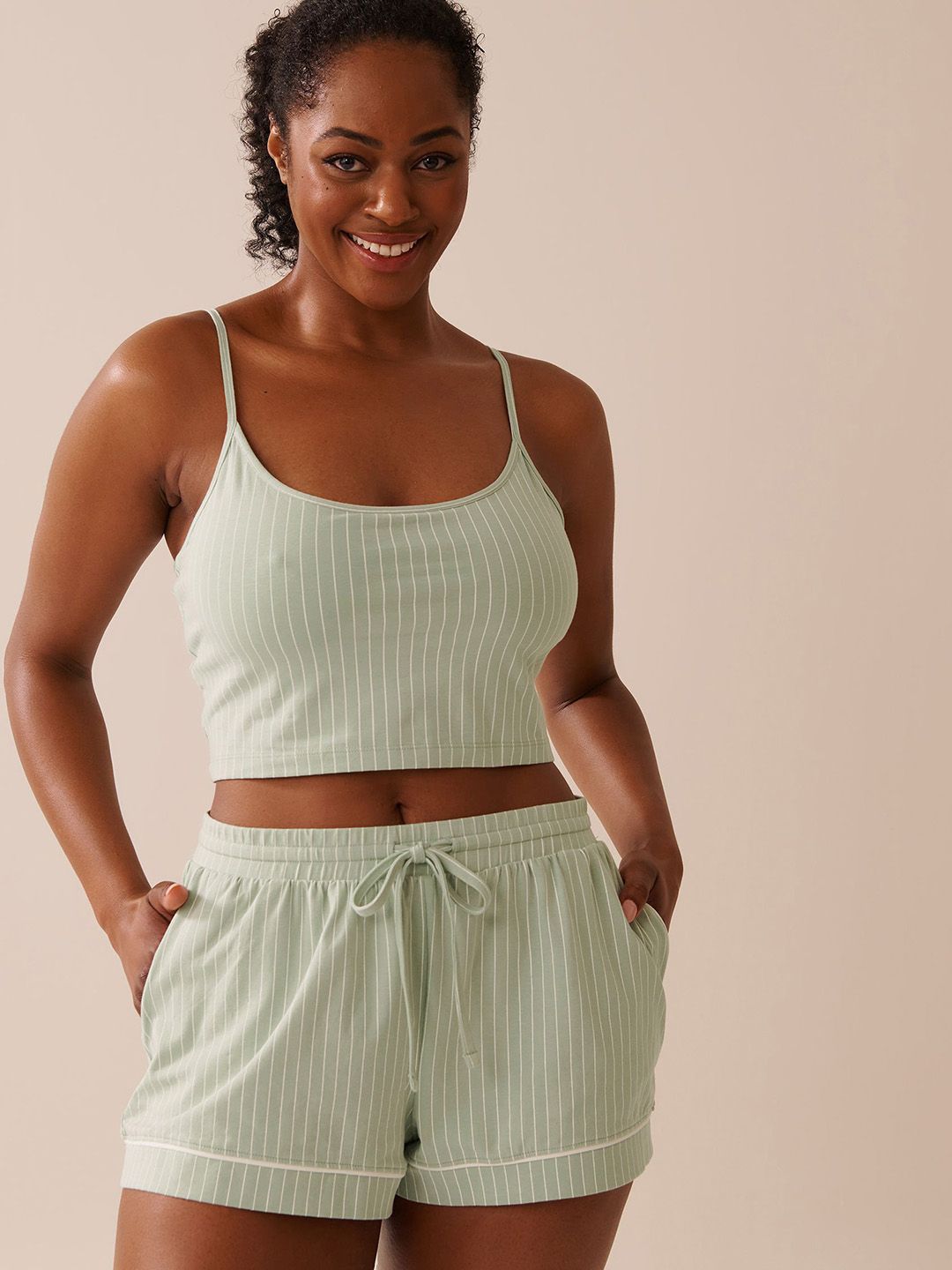 La Vie en Rose Women Striped Non Padded Crop Camisoles-picture-44