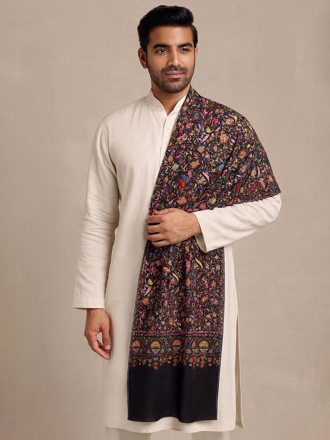 MUFFLY Men Kalamkari Printed Design Bamboo Stole-picture-11