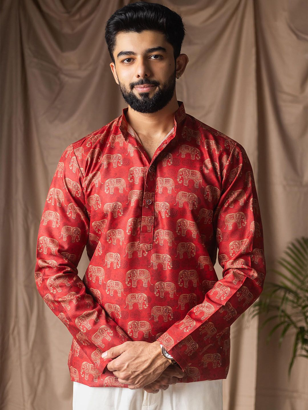Rawayi Men Ethnic Motifs Printed Festive Linen Straight Kurta-picture-5