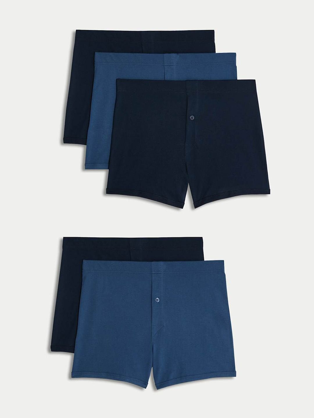 Marks & Spencer Men Pack of 5 Mid-Rise Cotton Trunks-picture-16