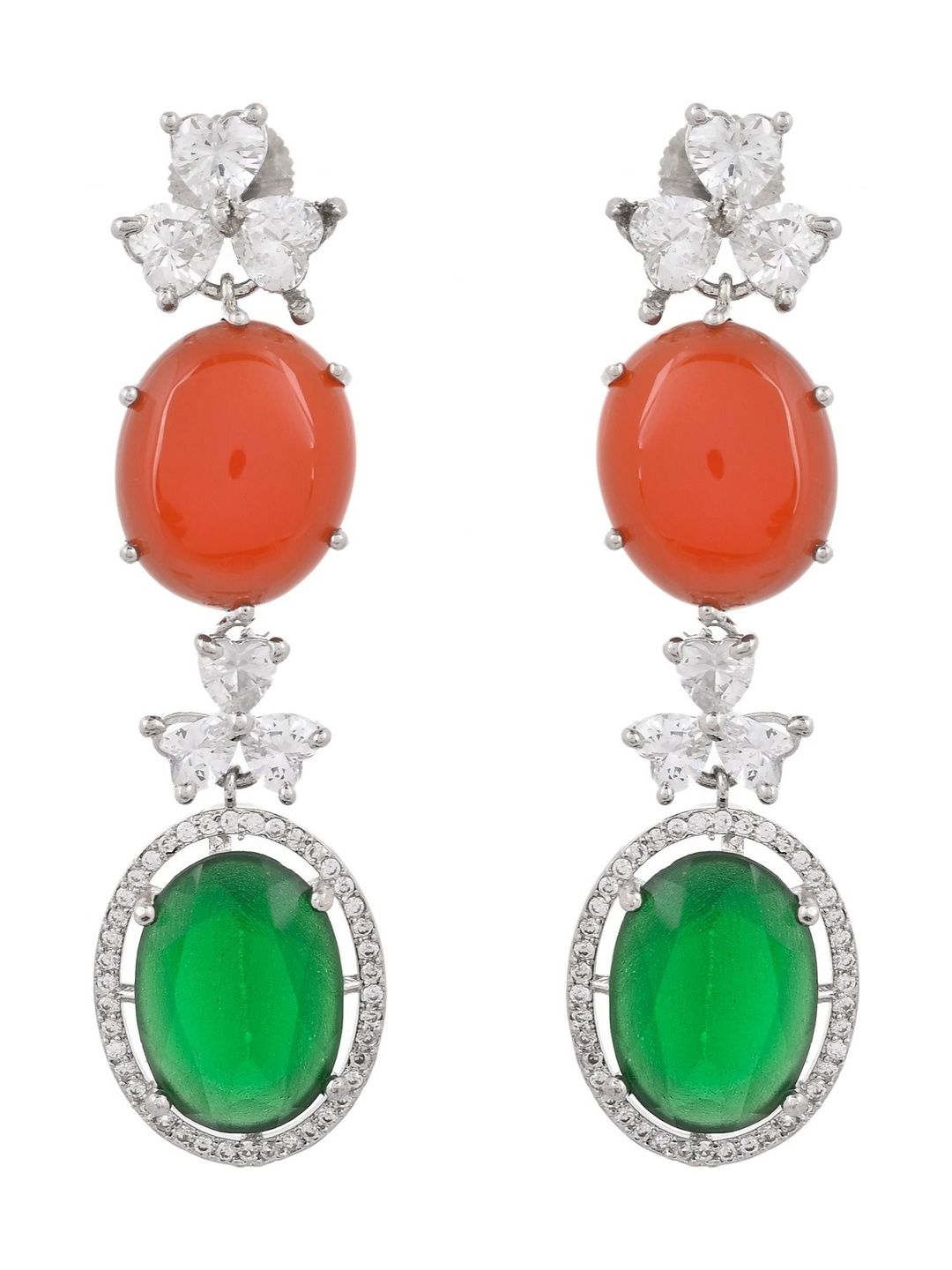 Richlook Carnelian Studded Oval Shape Drop Earrings-picture-8