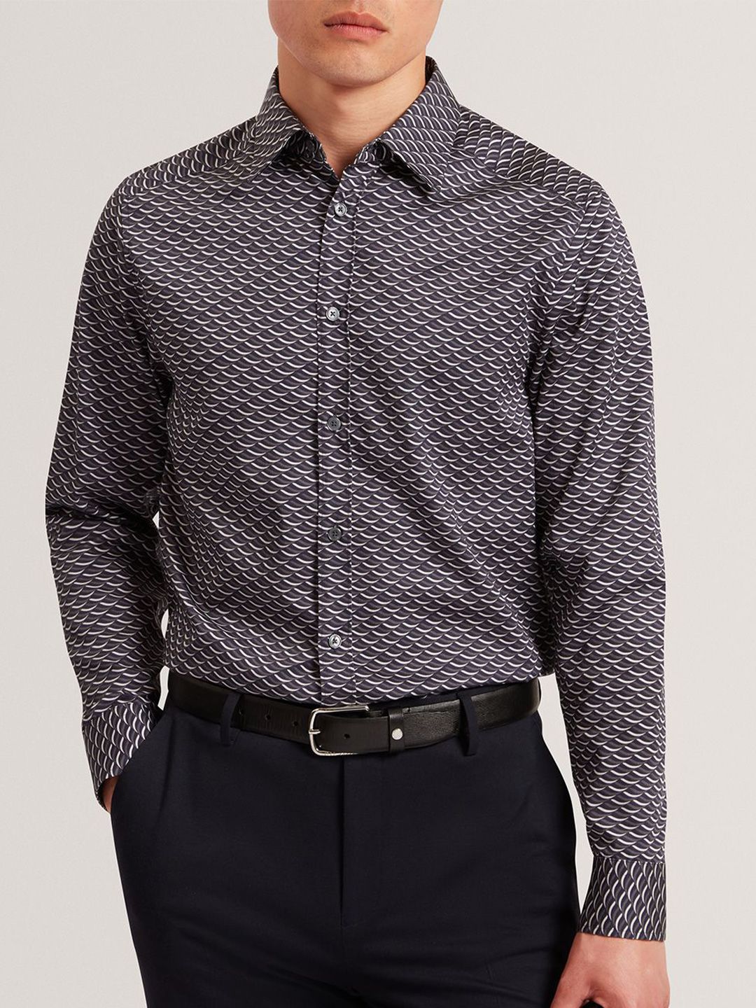 Ted Baker Men Geometric Printed Spread Collar Cotton Formal Shirt-picture-10