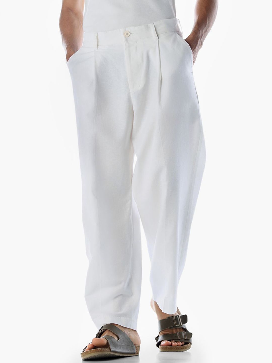 Jack & Jones Men Loose Fit High-Rise Pleated Chinos Trousers-picture-18