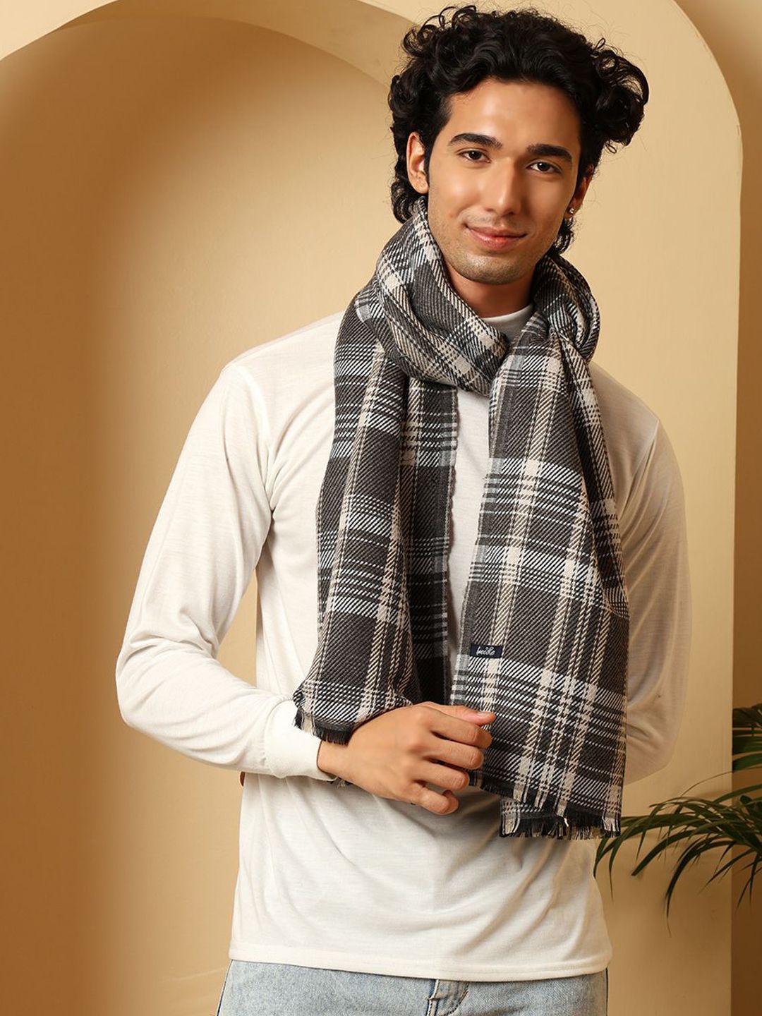 Tweedle Men Checked Woolen Mufflers-picture-55