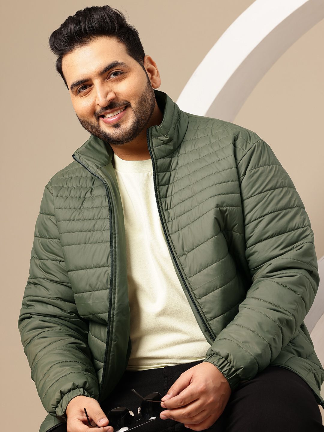 Sztori Plus Size Mock Collar Padded Jacket-picture-23