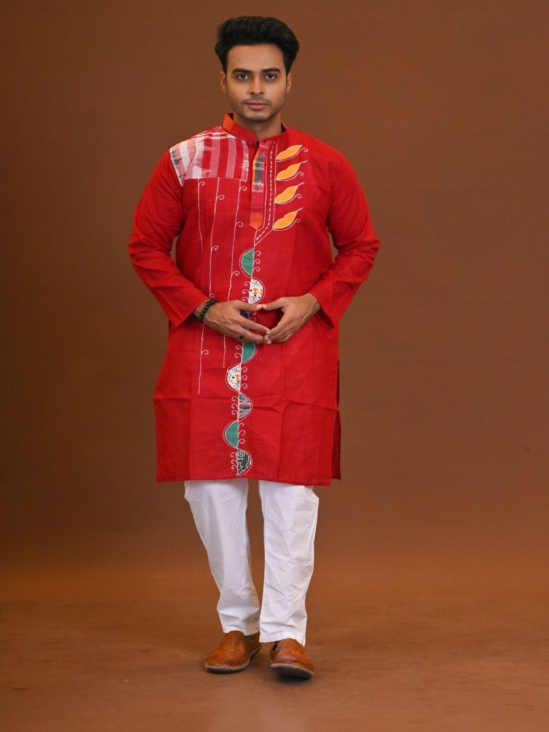 RAM SHYAM collection Men Kantha Work Kurta-image-2