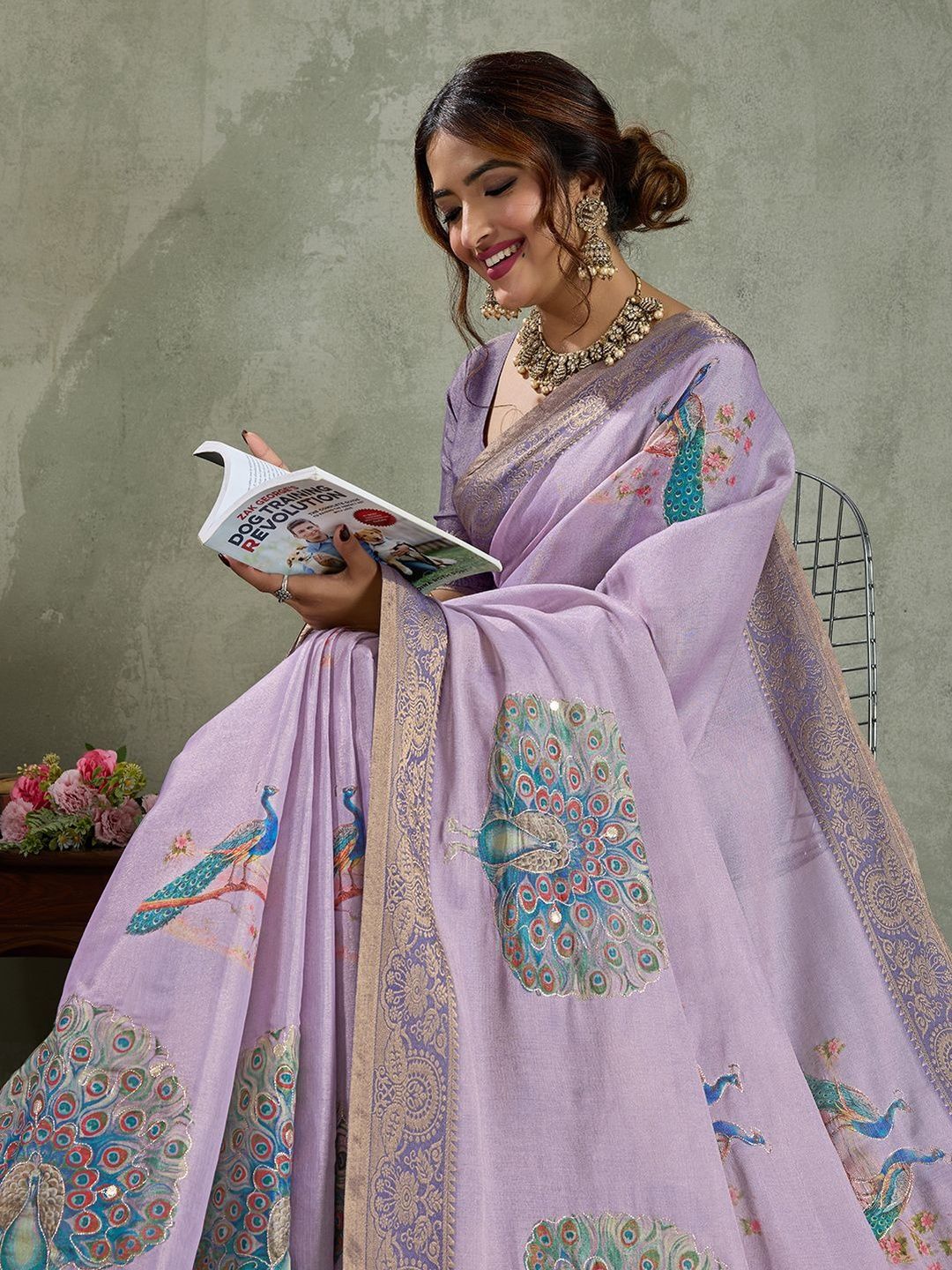 all about you Ethnic Motifs Printed Sequinned Tissue Kanjeevaram Saree-picture-29