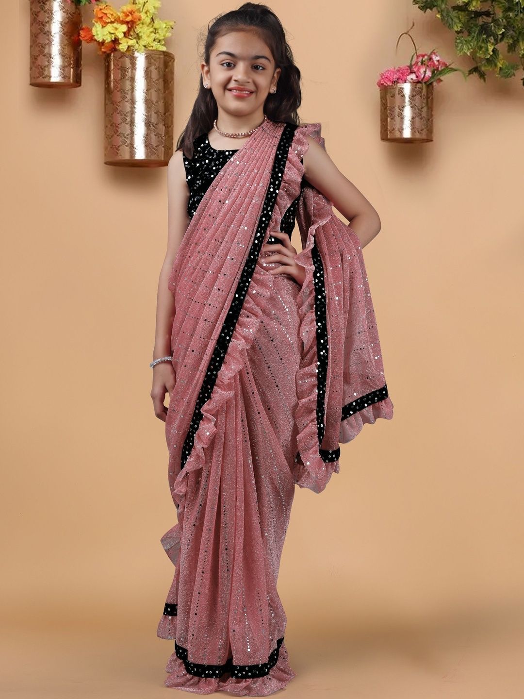 fashion field girls Solid Embellished Saree-picture-11
