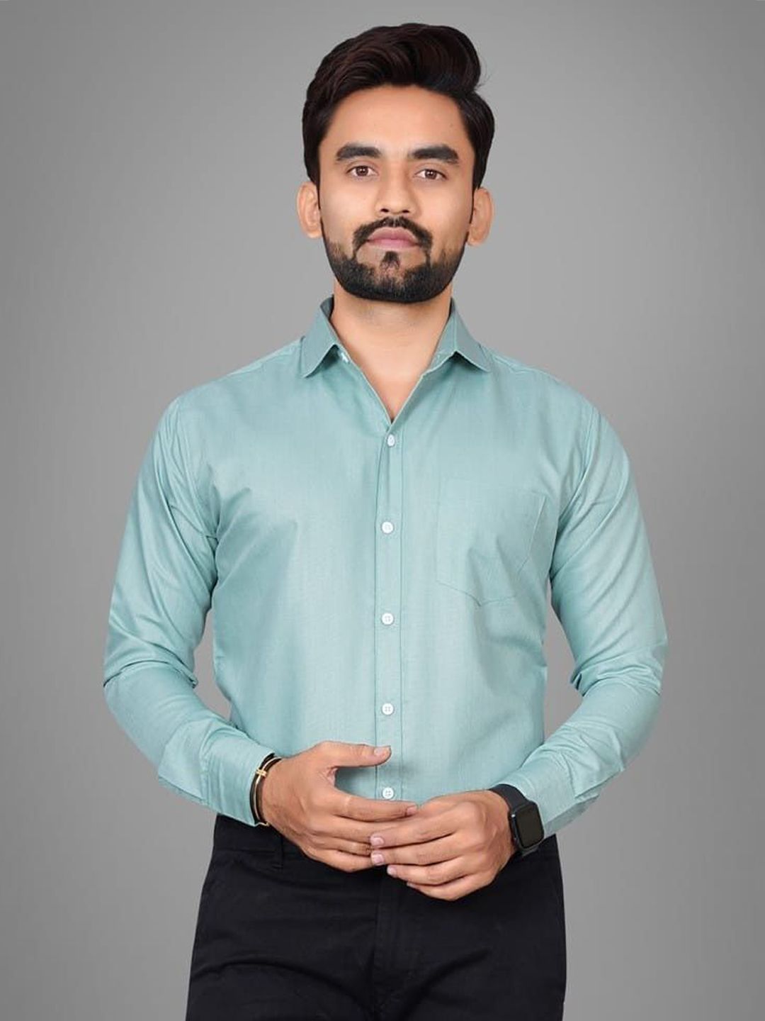 OQUENT Men Regular Fit Solid Spread Collar Formal Shirt-picture-12