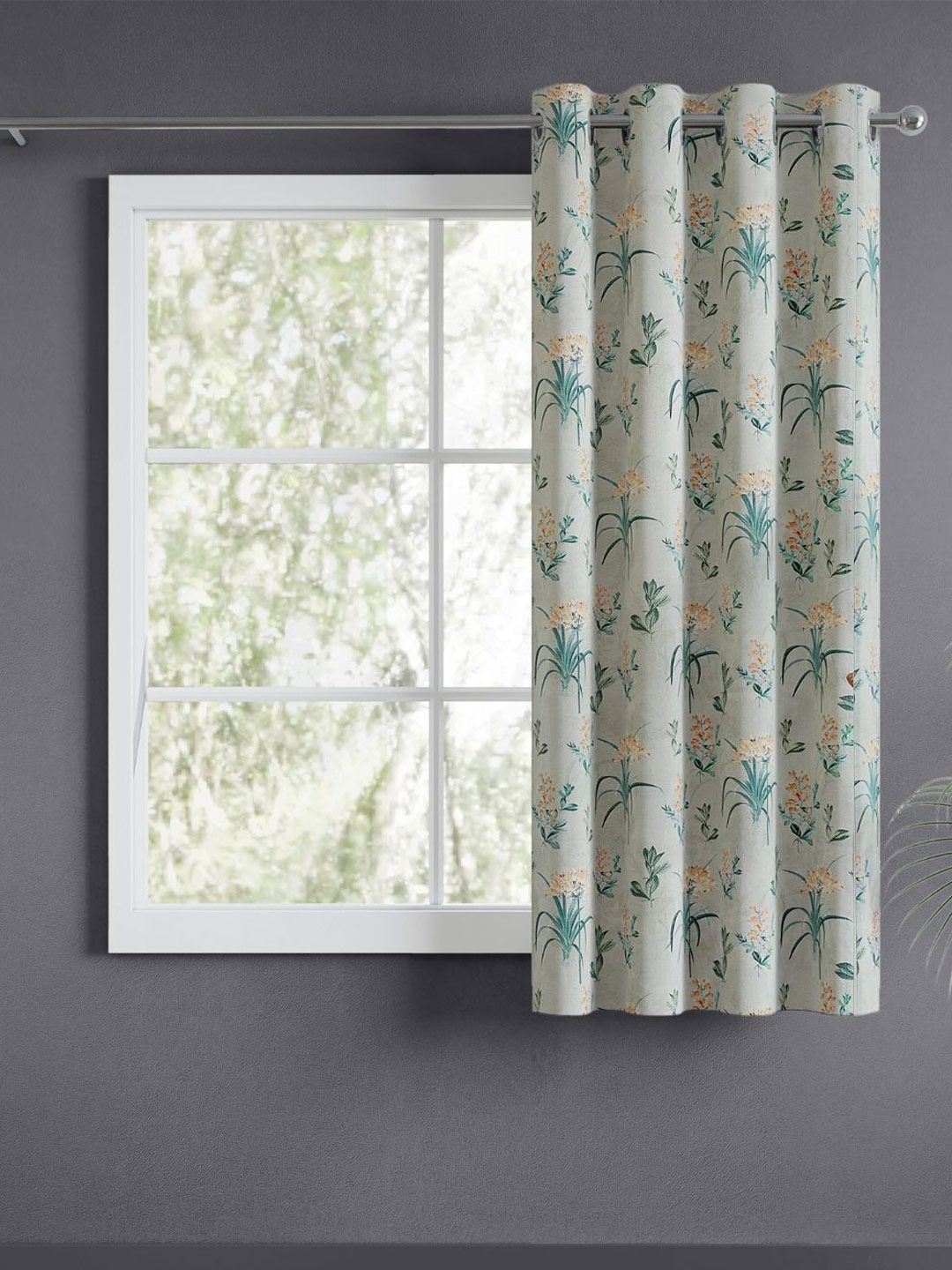 haus & kinder Signature Woodland Bloom Green Floral Printed Room Darkening Window Curtain-picture-11
