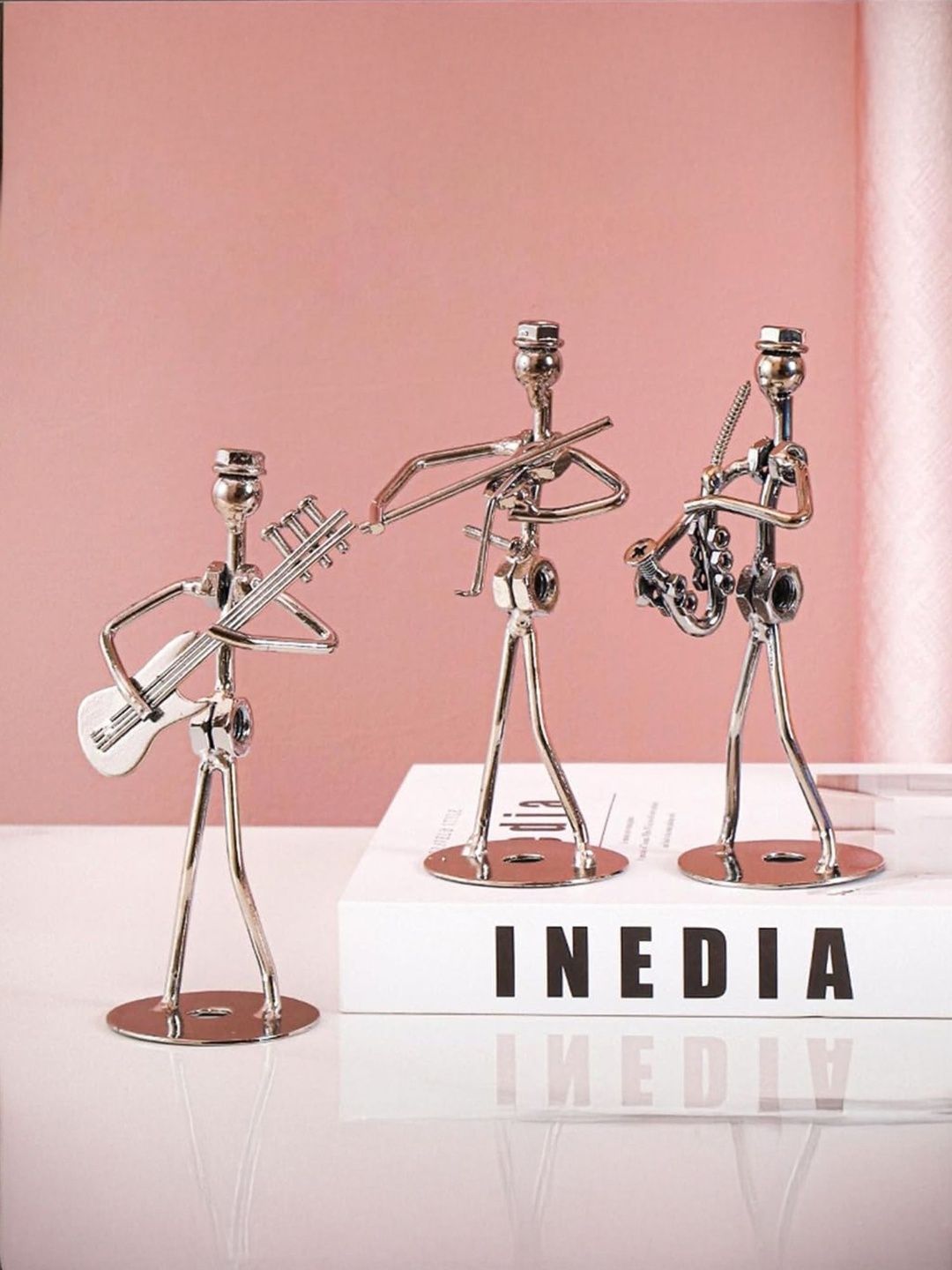 Ekhasa Set Of 3 Silver-Toned Iron Musician Miniature Showpiece-picture-26