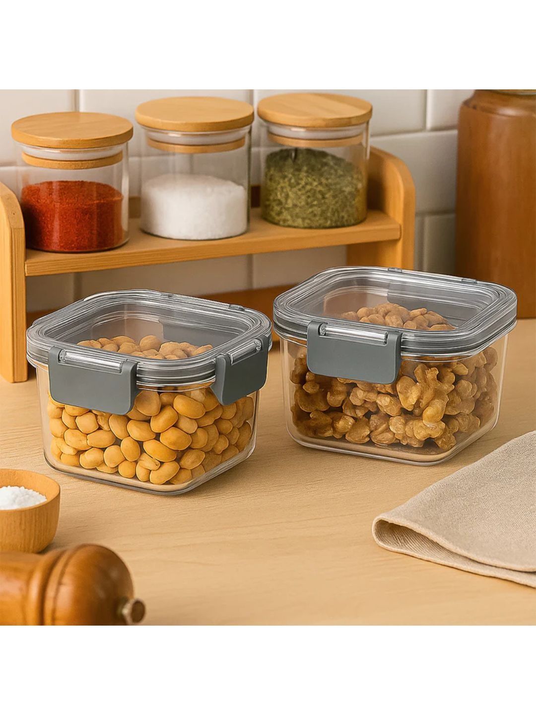 DeoDap Pack Of 2 Airtight Plastic Food Storage Container Set-picture-14