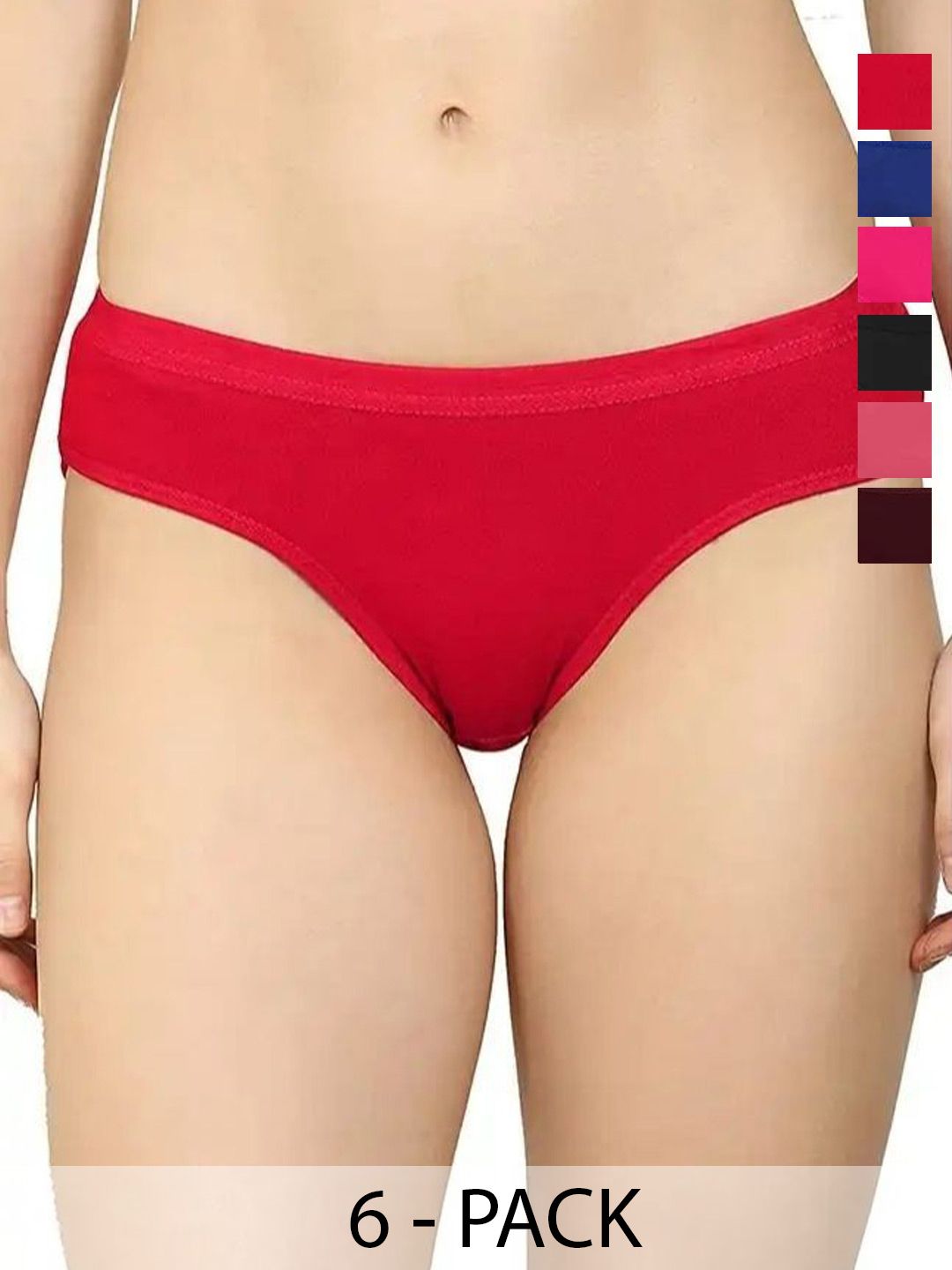 PIYURZ Pack Of 6 Cotton Low-Rise Hipster Briefs-picture-24