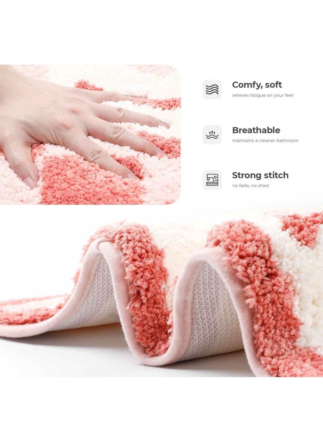 Homio Pink Anti-Slip Microfibre 2000GSM Bath Rug-image-37