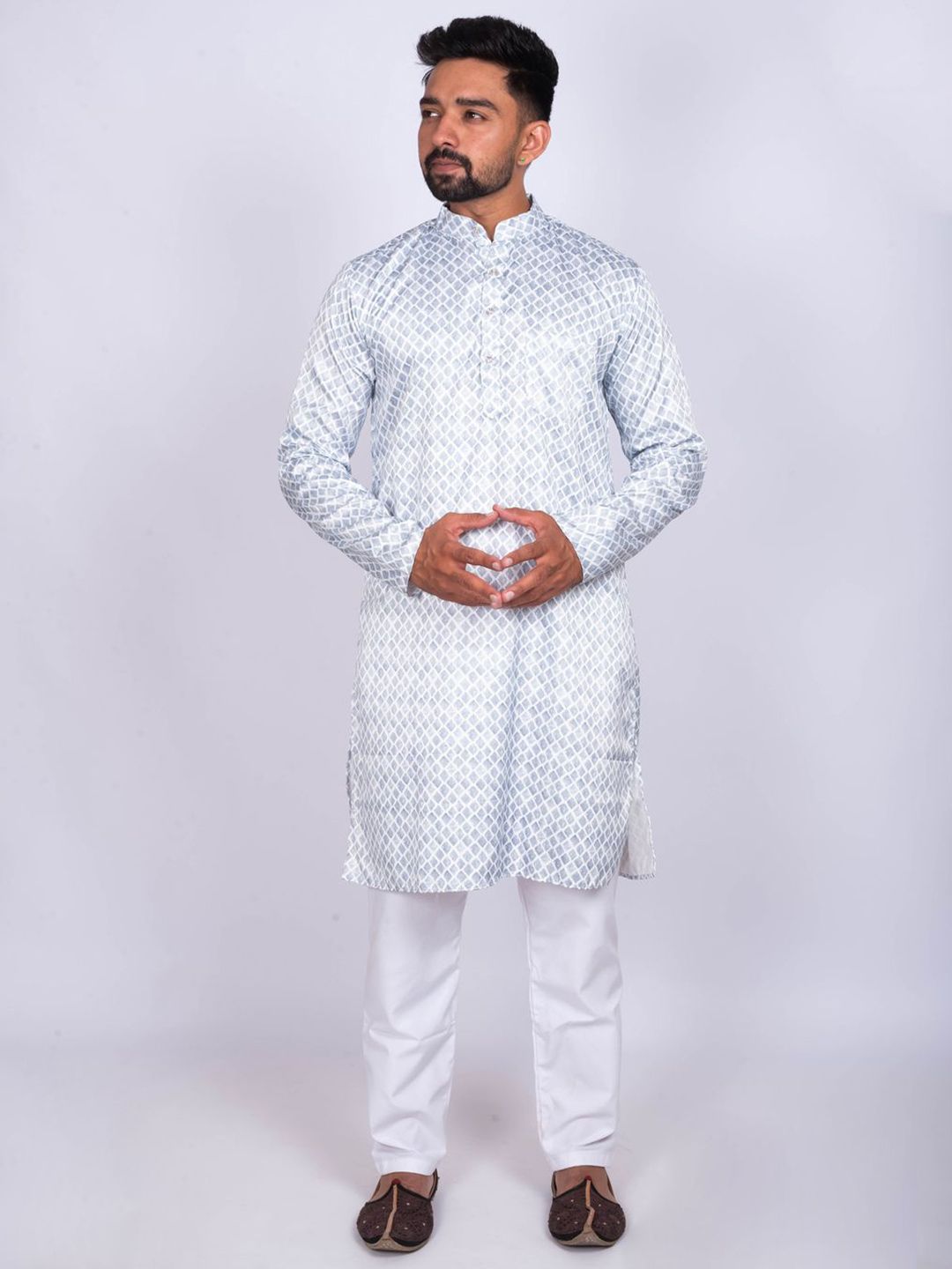 KAISERMEN Men Geometric Printed Mandarin Collar Straight Kurta-picture-42