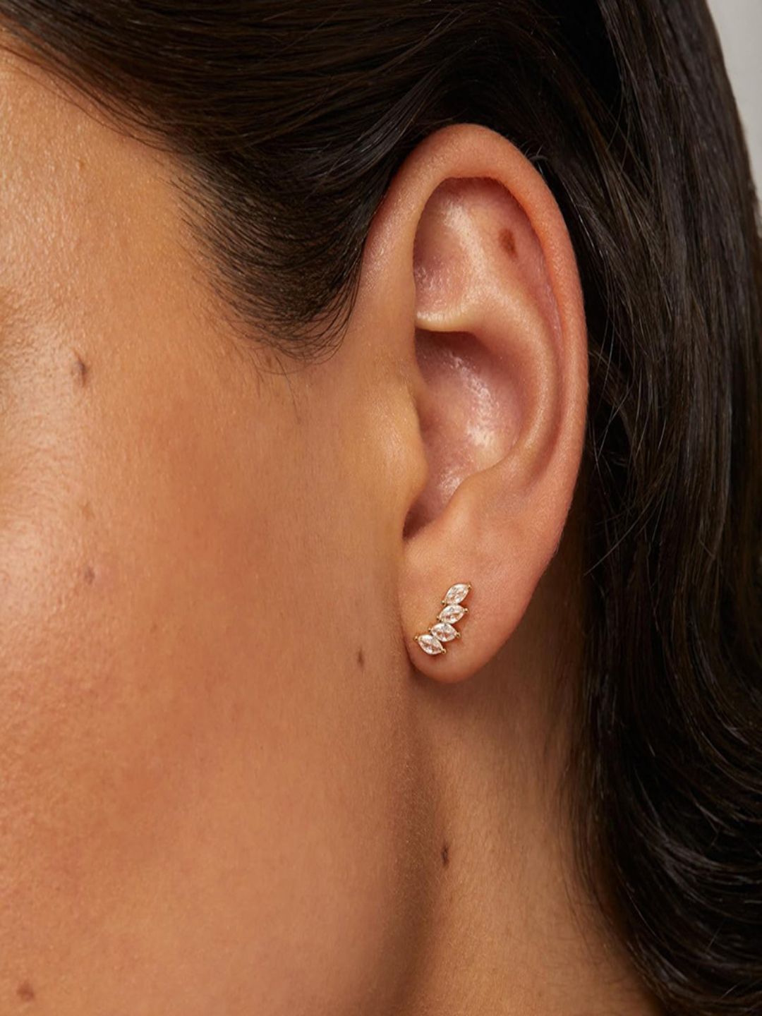 AQUASTREET 14K Gold Plated Anti-Tarnish 4 Leaf Zircon Studdecd Flat Back Stud Earrings-image-36