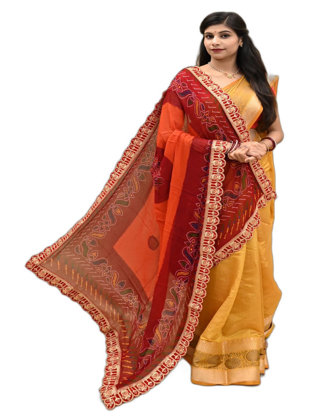 Ranisatiya creation Bandhani Printed Gotta Patti Georgette Dupatta-picture-58