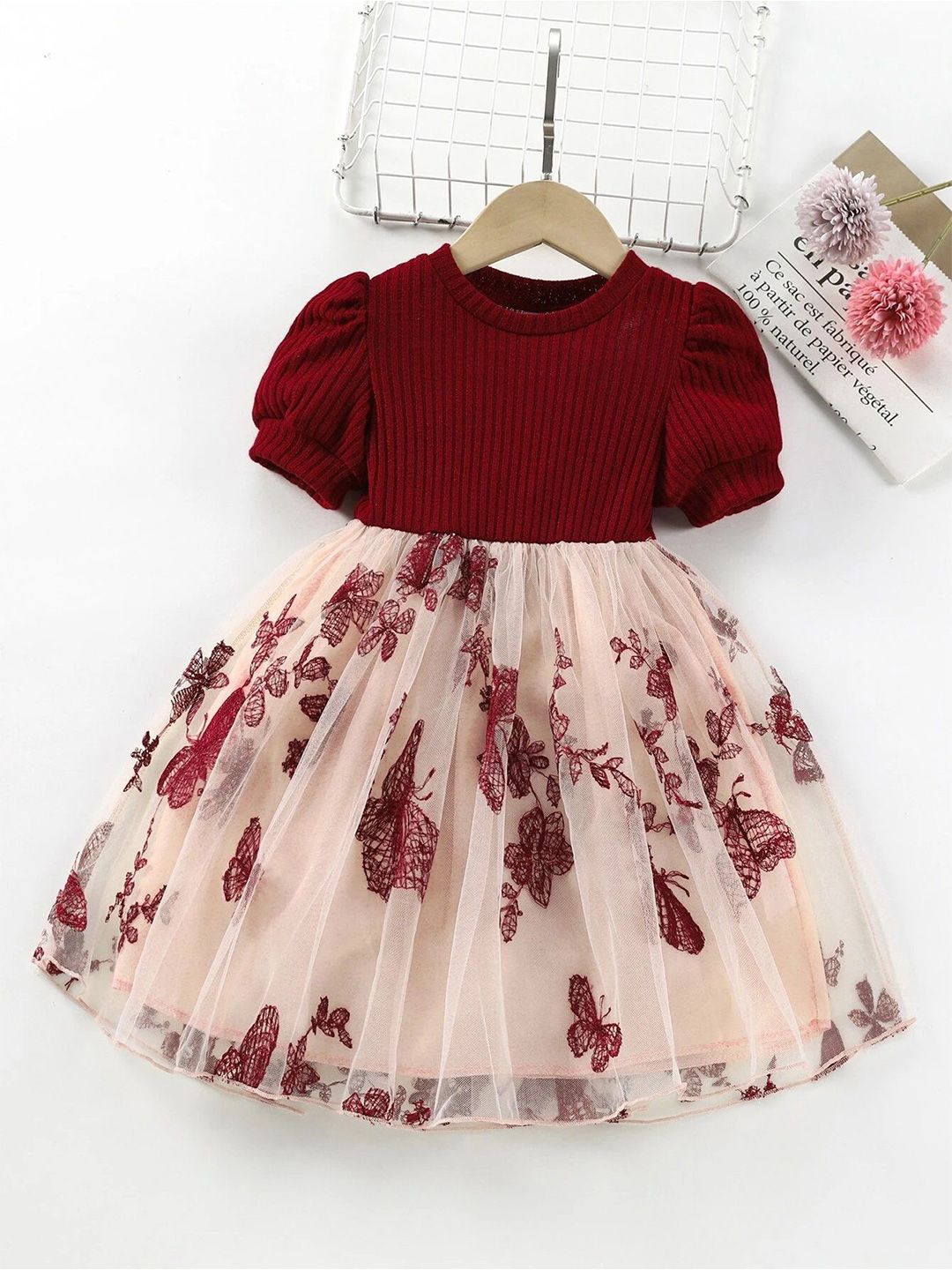 BAESD Girls Embroidered Puff Sleeve Fit and Flare Dress-picture-58