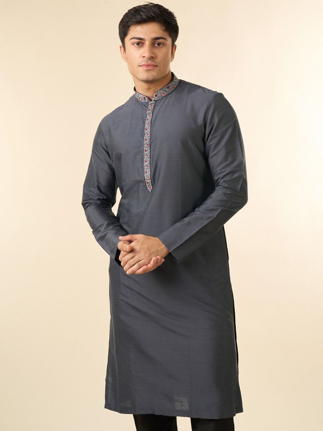 Diwas by Manyavar Mandarin Collar Straight Kurta-picture-40