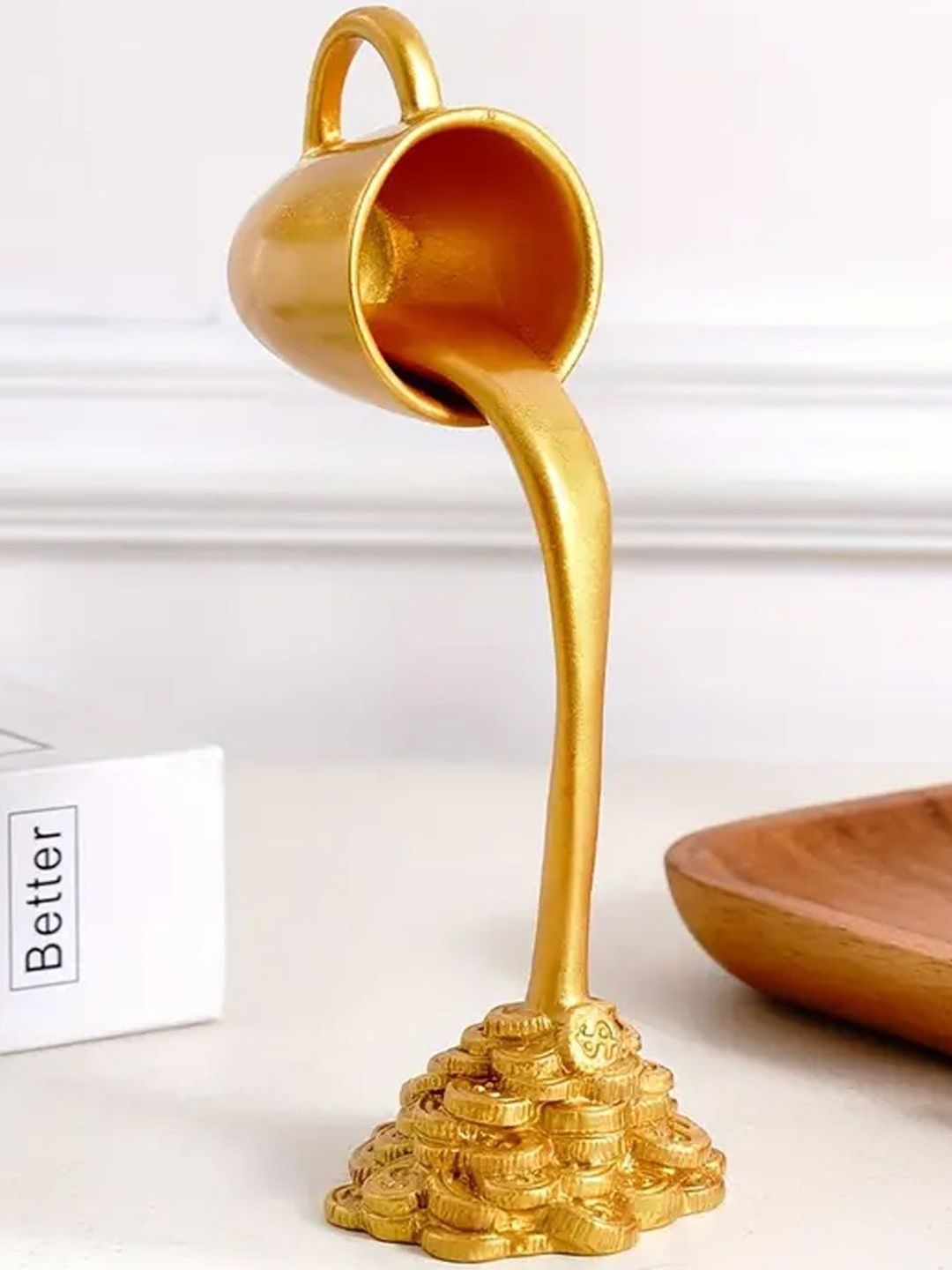 Ekhasa Gold-Toned Floating Coffee Cup Show Piece-picture-27