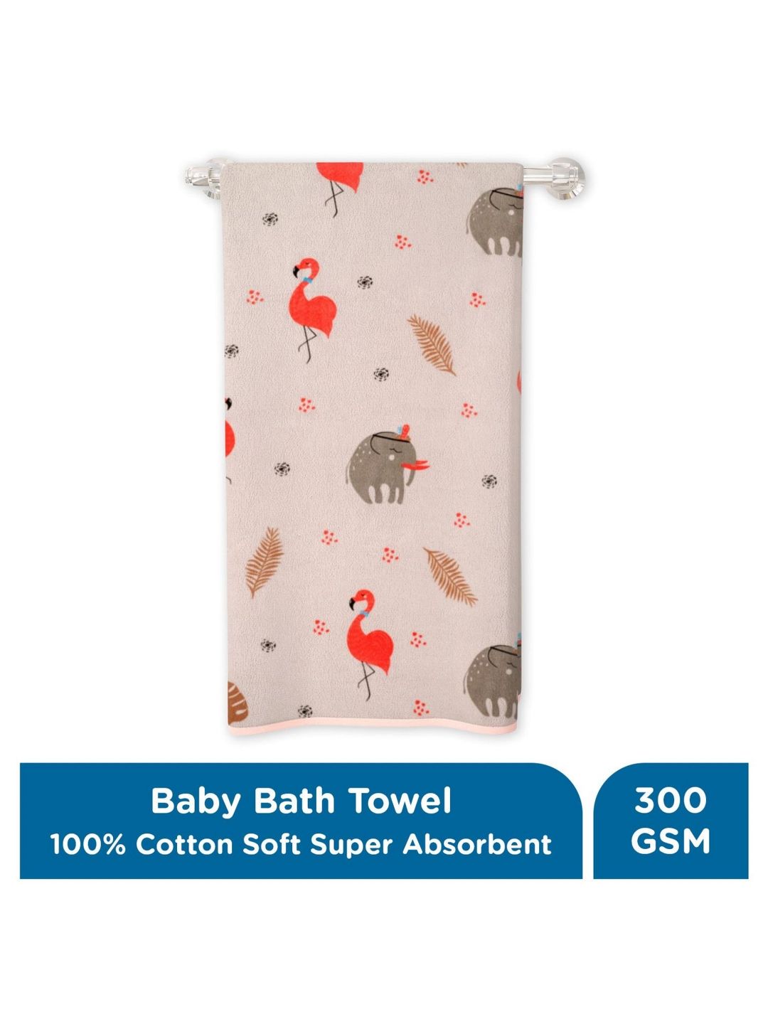 MeeMee Pink & Grey Printed Cotton 300 GSM Bath Towel-picture-10