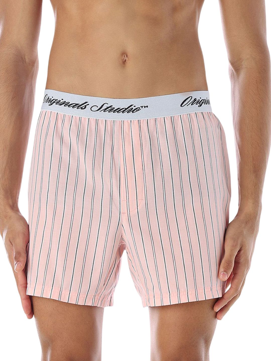 Jack & Jones Men Striped Inner Elastic Cotton Boxers