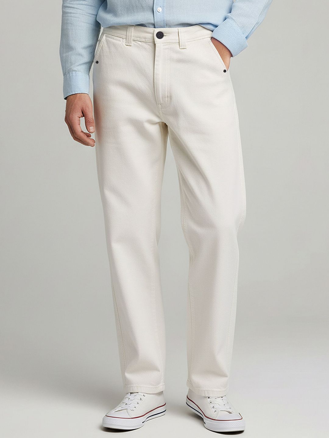 Celio Men Solid Mid-Rise Baggy Chinos Trousers-picture-26