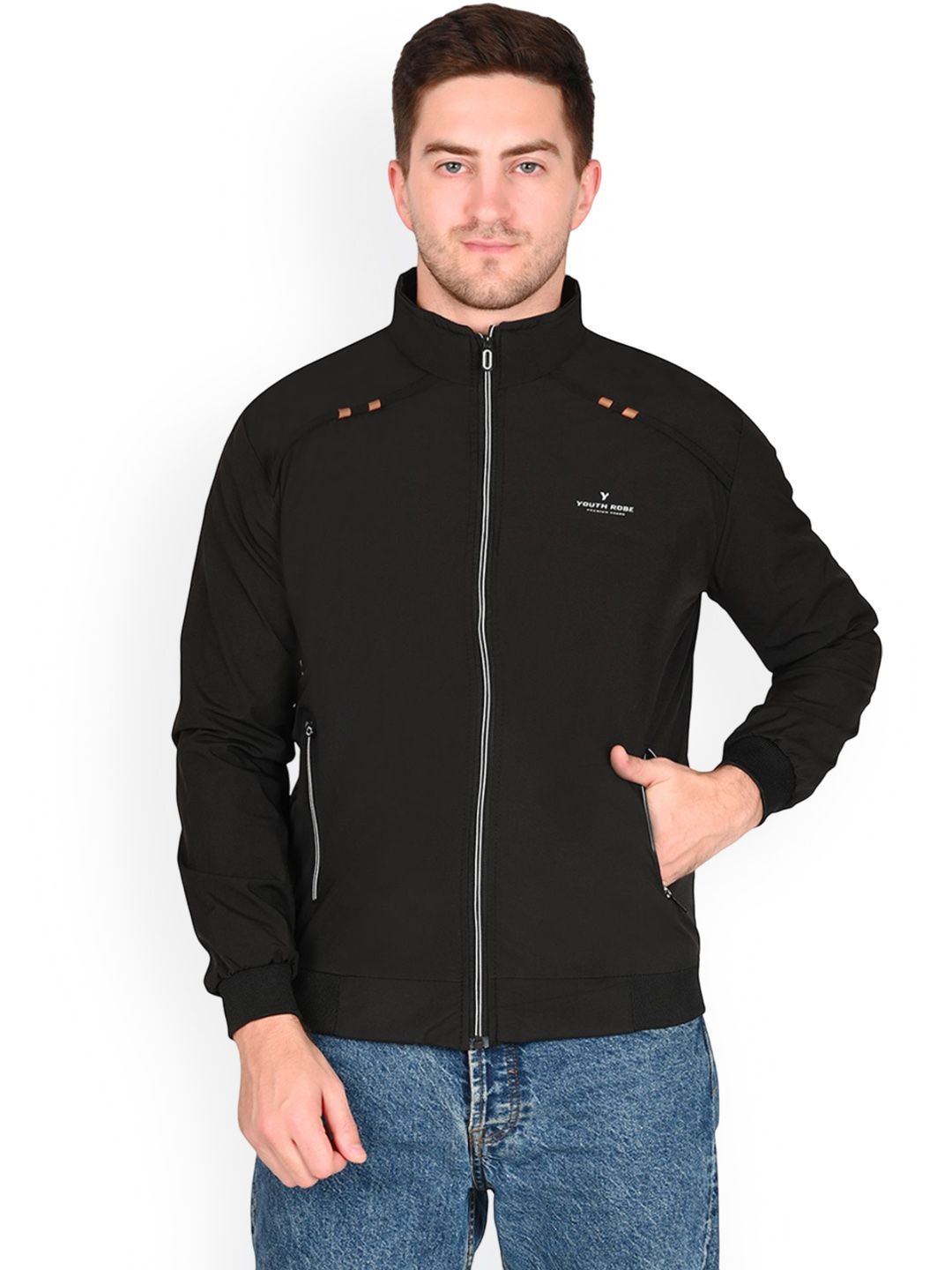 YOUTH ROBE Men Stand Collar Solid Lightweight Sporty Jacket-picture-14