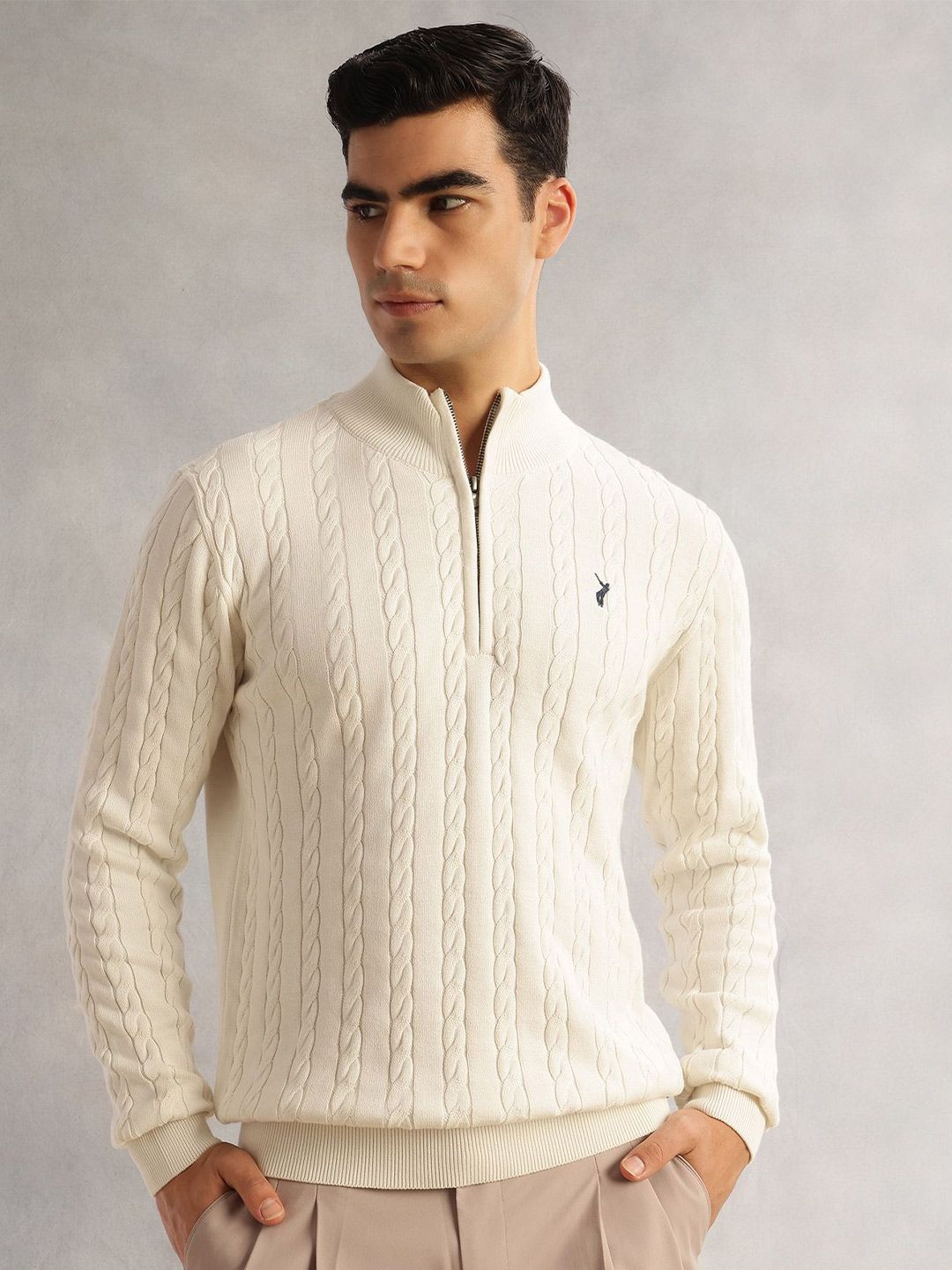 Thomas Scott Men Cable Knit Pullover with Embroidered Detail-picture-11