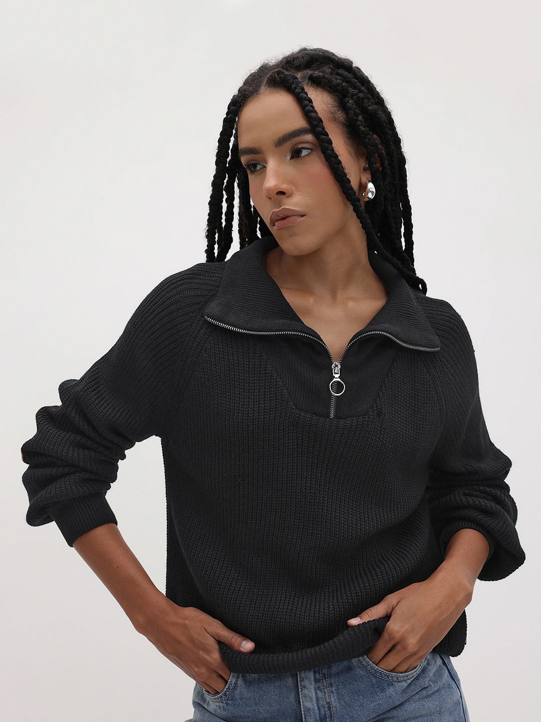 Roadster Ribbed Mock Collar Pullover-image-4