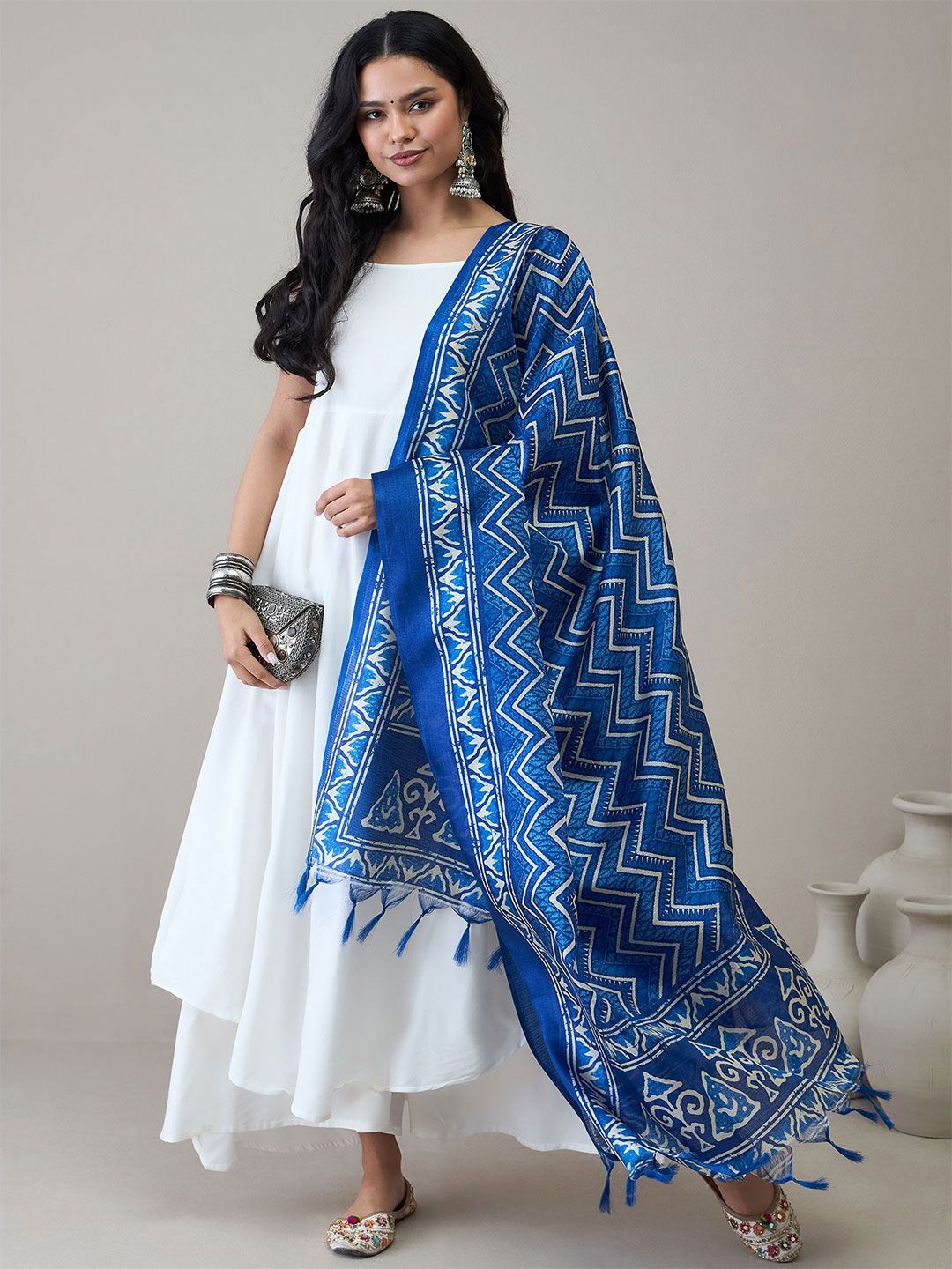 InWeave Ethnic Motifs Printed Tasselled Dupatta-picture-48