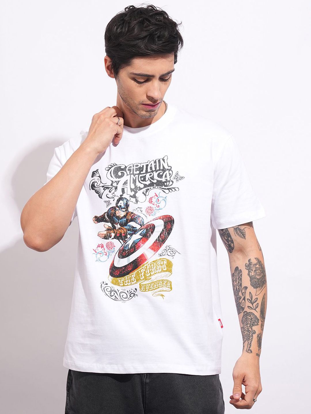 Being Human Men Captain America Graphic Printed Round Neck Pure Cotton T-shirt-picture-45