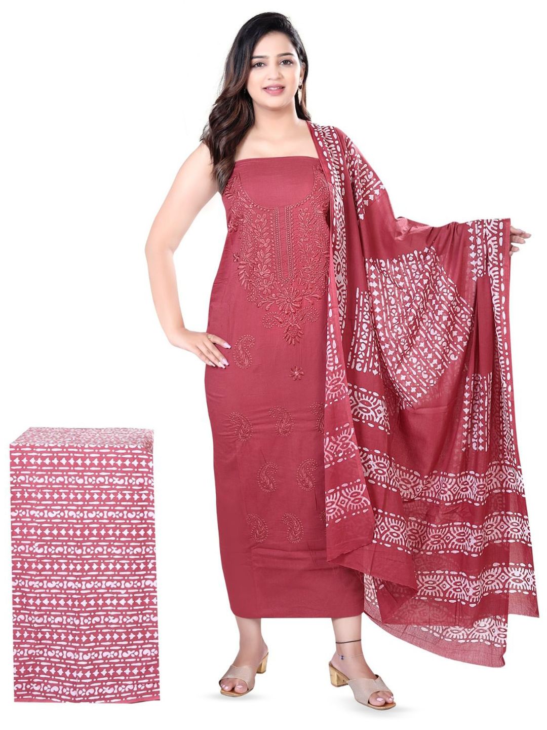 Farooq Dyeing Embroidered Thread Work Pure Cotton Unstitched Dress Material-picture-40