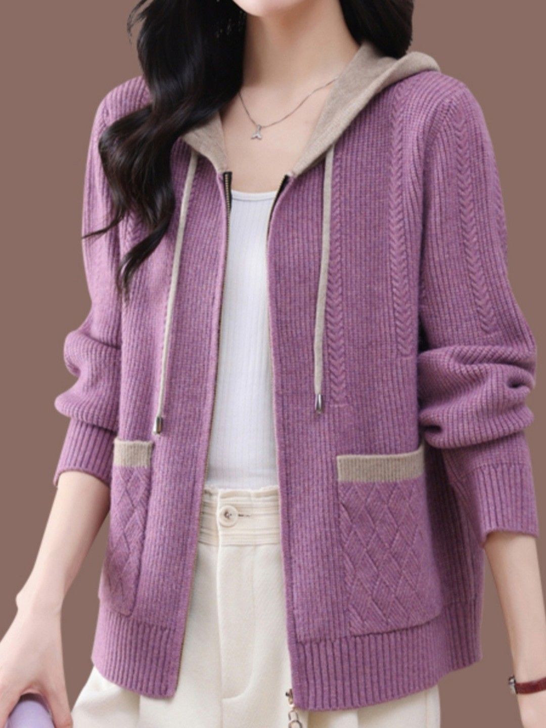 HERE&NOW Women Long Sleeves Hooded Sweaters-picture-51
