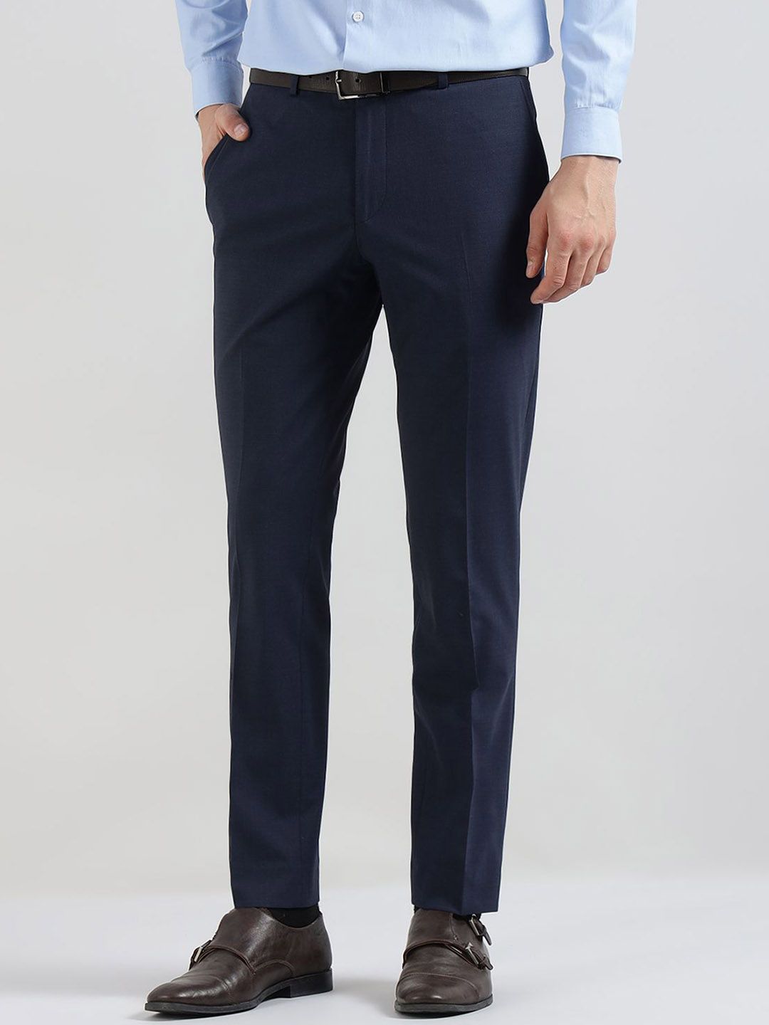 Ted Baker Men Regular Fit Mid-Rise Flat-front Performance Panam Formal Trousers-picture-50