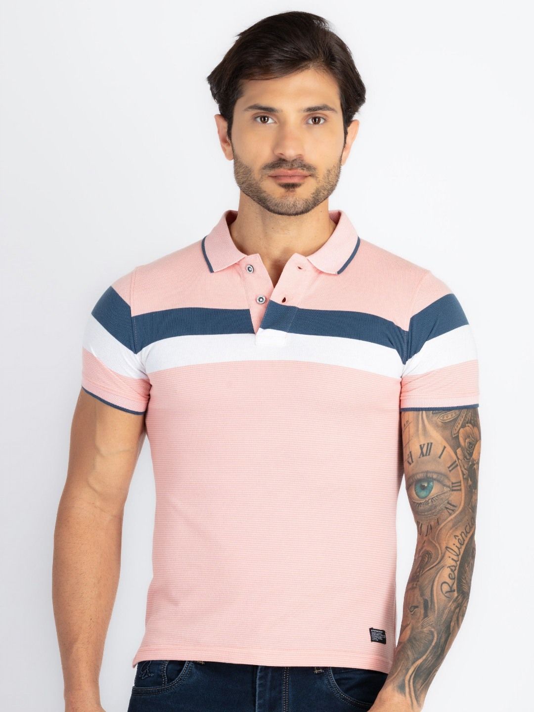Status Quo Men Striped Polo Collar T-shirt-picture-13