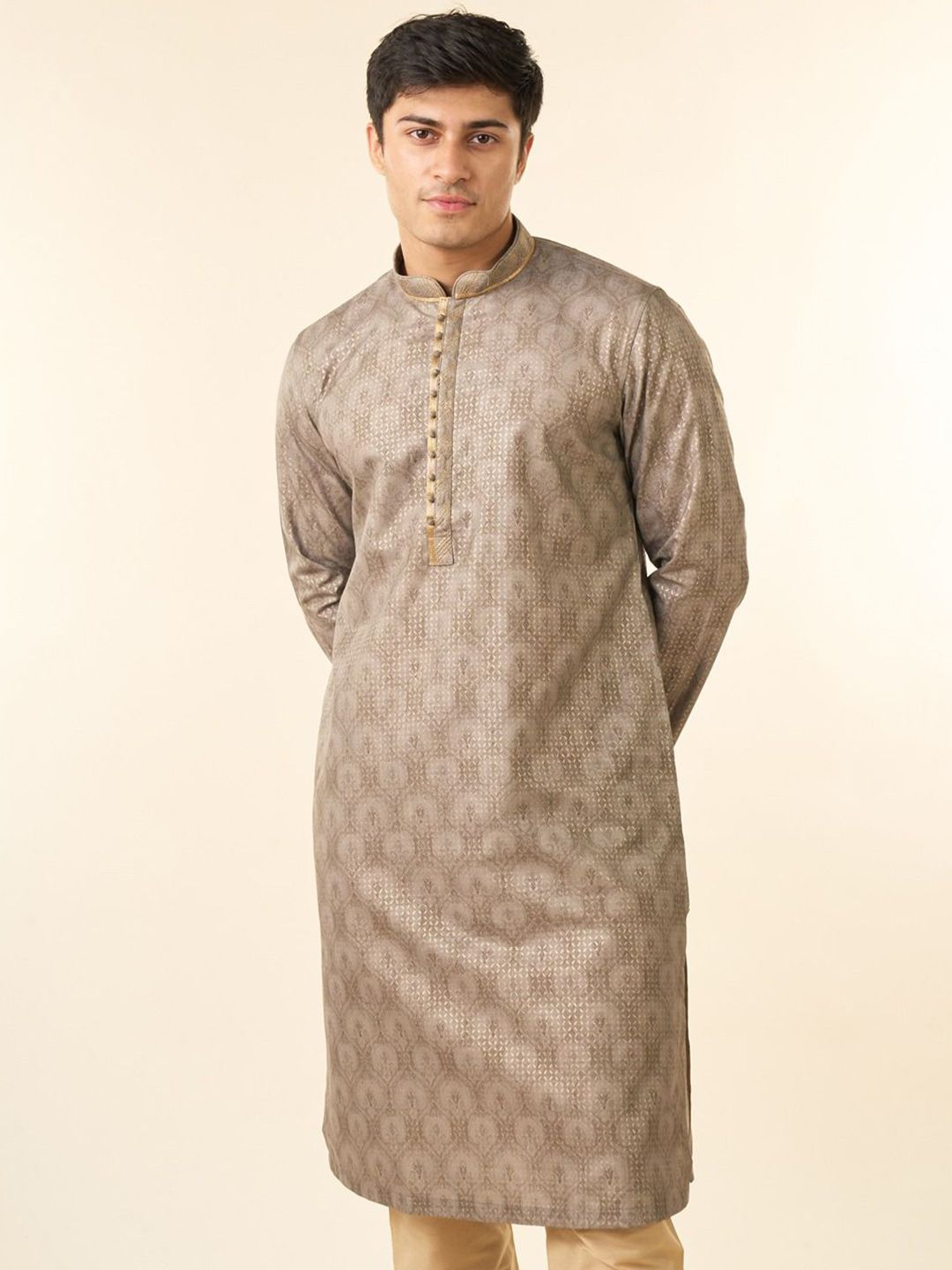 Diwas by Manyavar Woven Design Mandarin Collar Straight Kurta-image-40