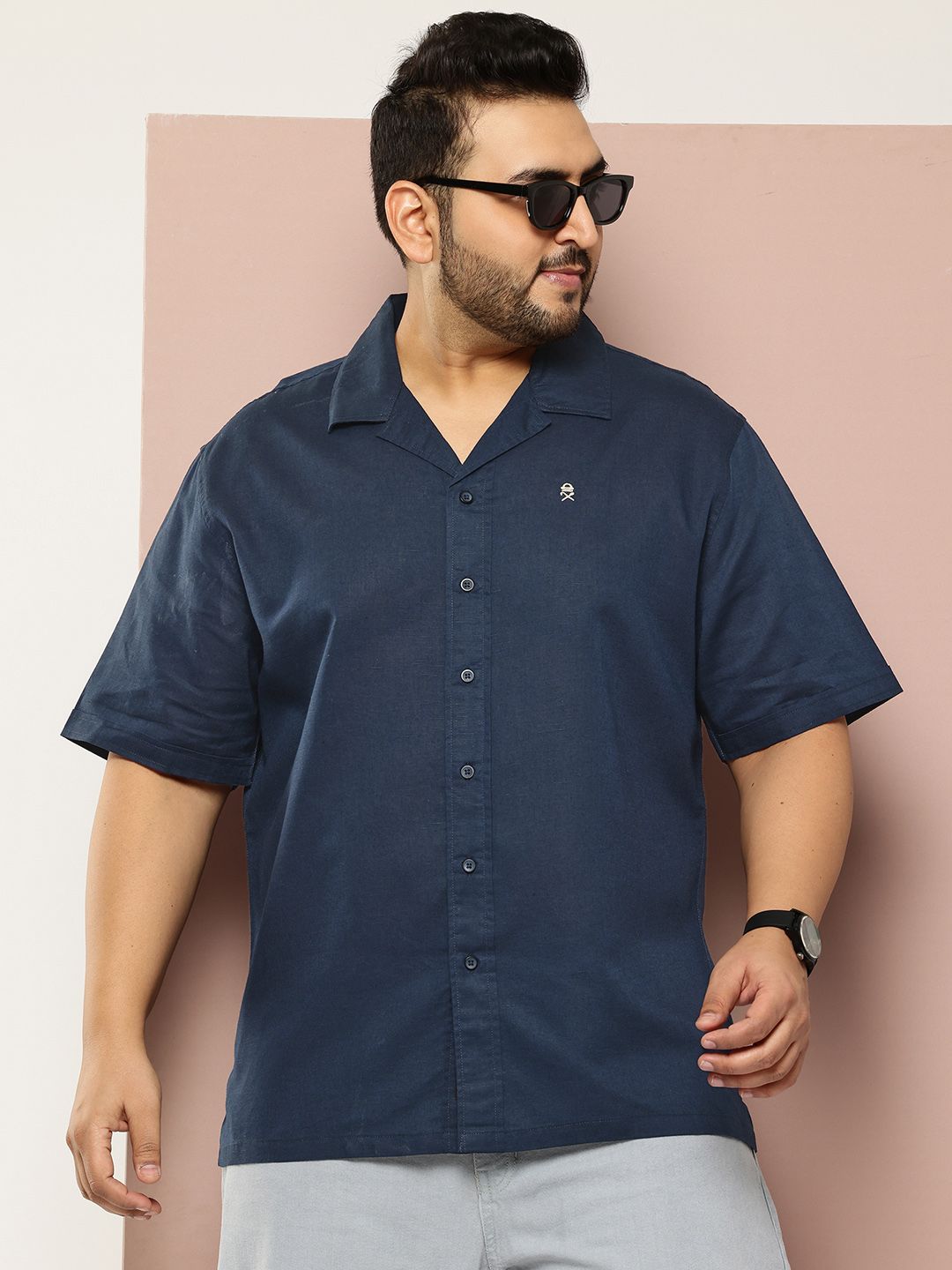 Thomas Scott Men Plus Size Cotton Linen Solid Millenium Cuban Collar Shirt-picture-35