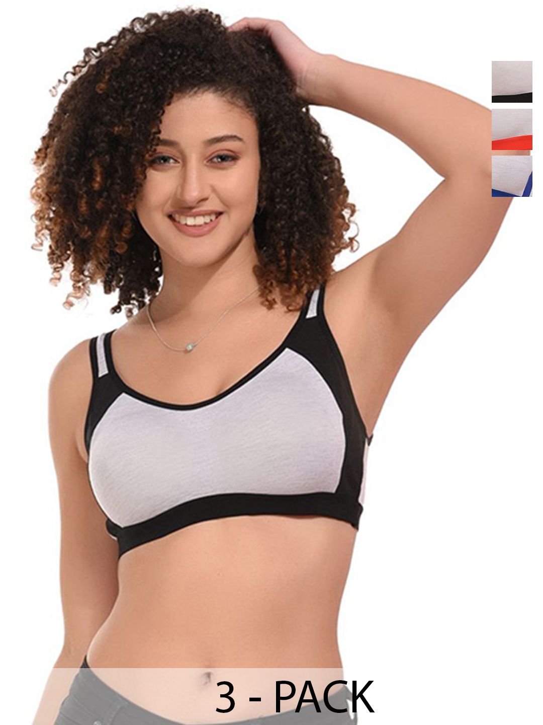 Kinza soft. Women Pack of 3 Colourblocked Full Coverage Underwired Bra-picture-35