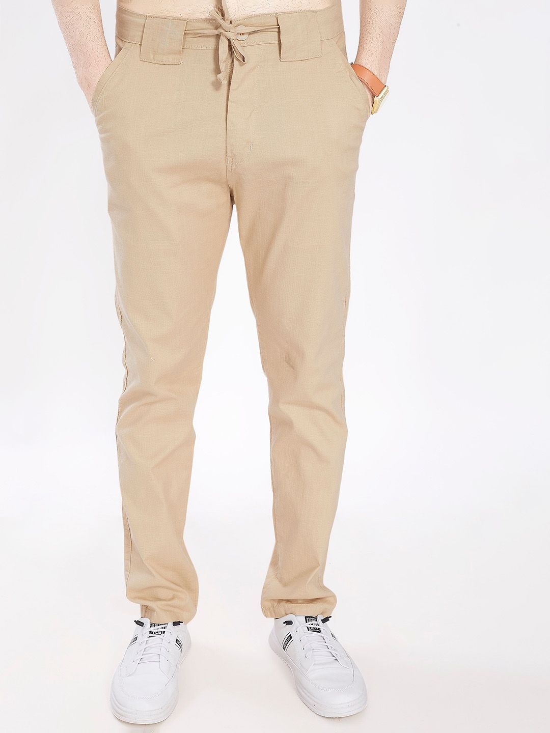 THE BEETEL HOUSE Men Solid Mid-Rise Relaxed Fit Trousers-picture-31
