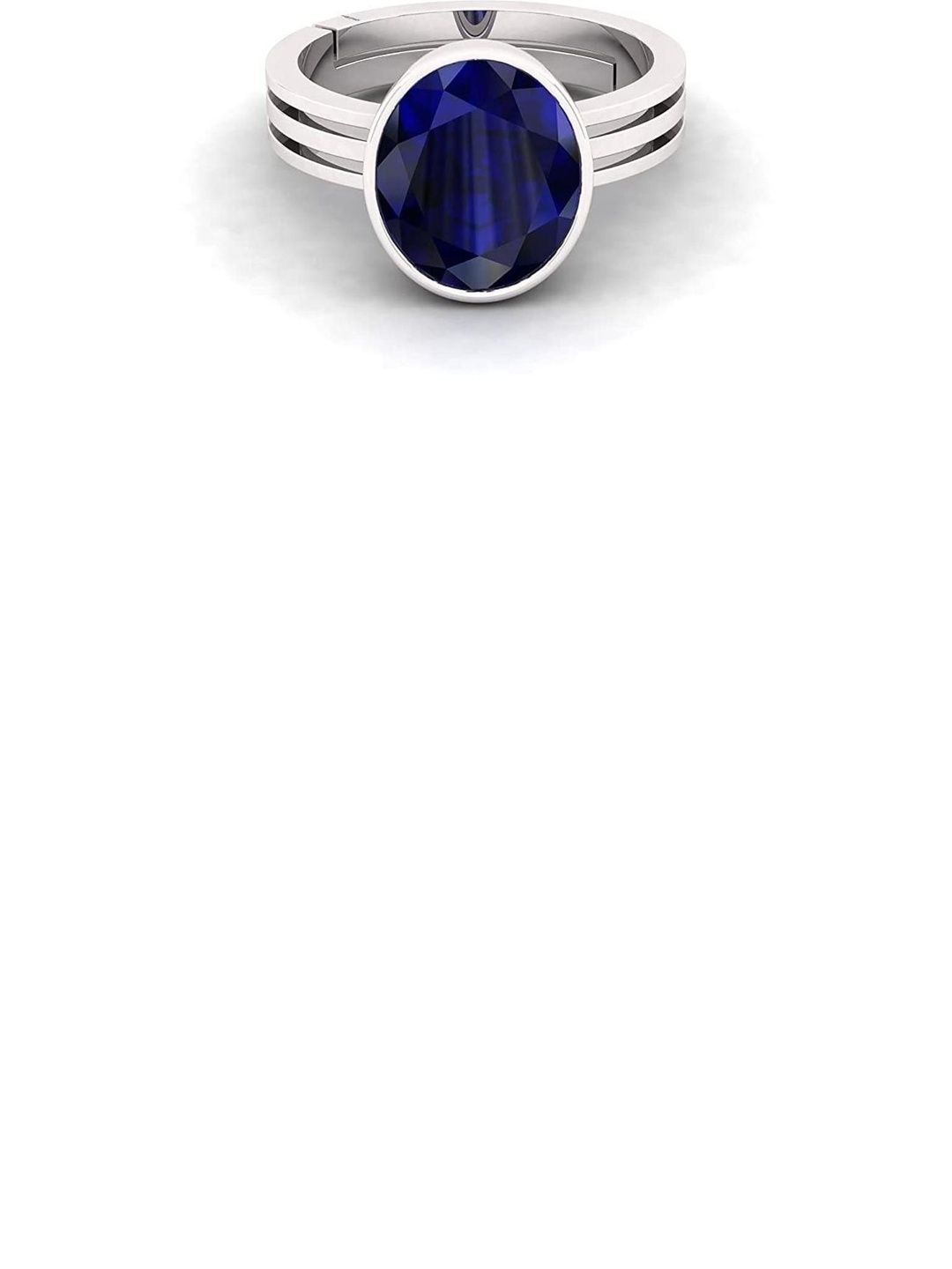 RAVIOUR LIFESTYLE Unisex Rhodium-Plated Brass Blue Sapphire Gemstone Adjustable Finger Ring-picture-26