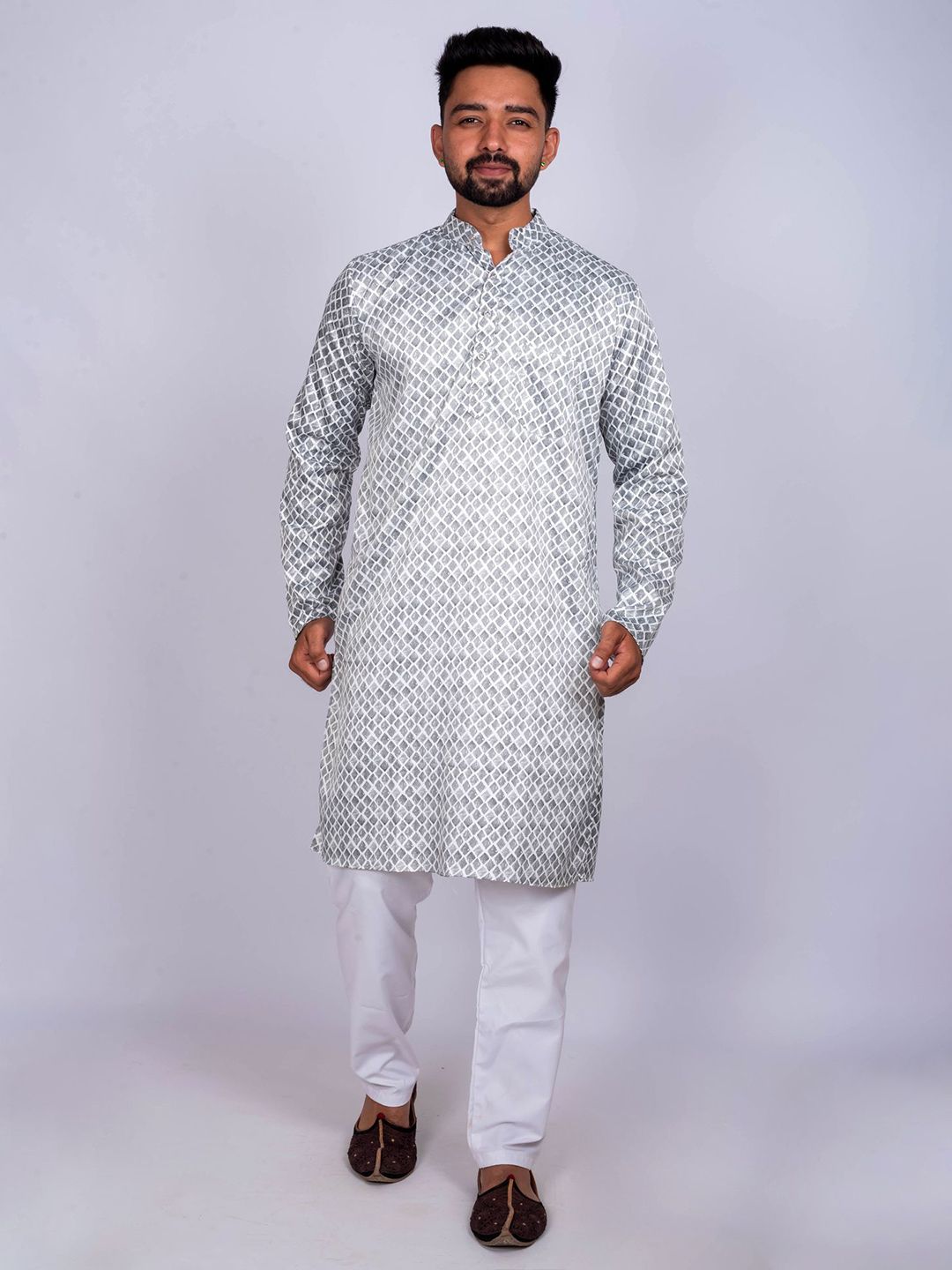 KAISERMEN Geometric Printed Full Sleeves Straight Kurta-picture-50