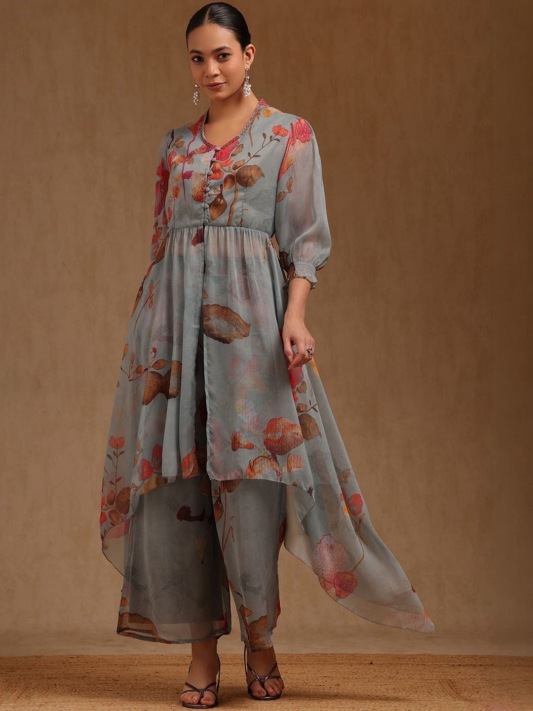 Soch Women Floral Printed A-Line Kurta with Palazzos-picture-36