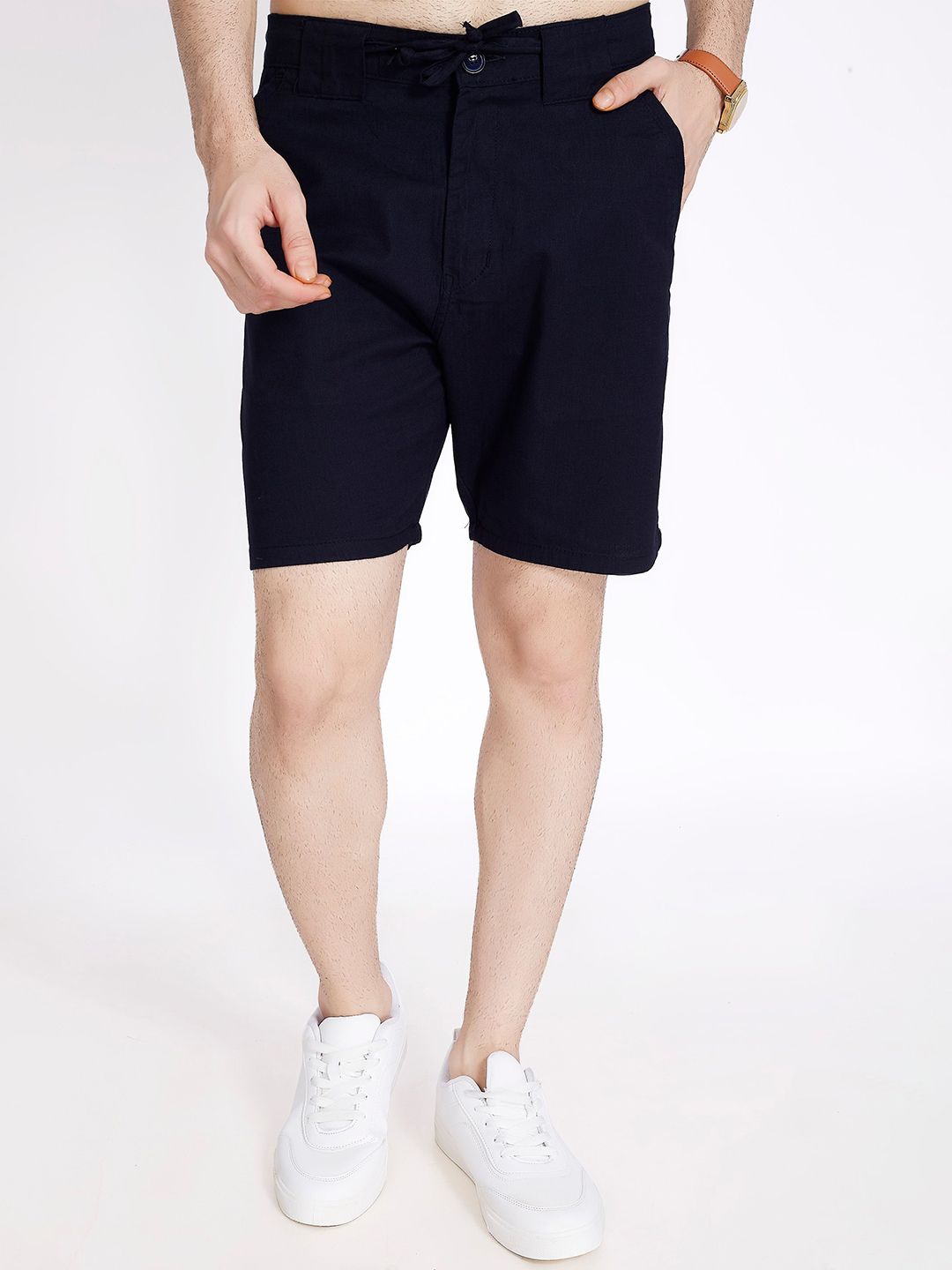 THE BEETEL HOUSE Men Mid-Rise Relaxed Fit Cotton Linen Blend Shorts-picture-13