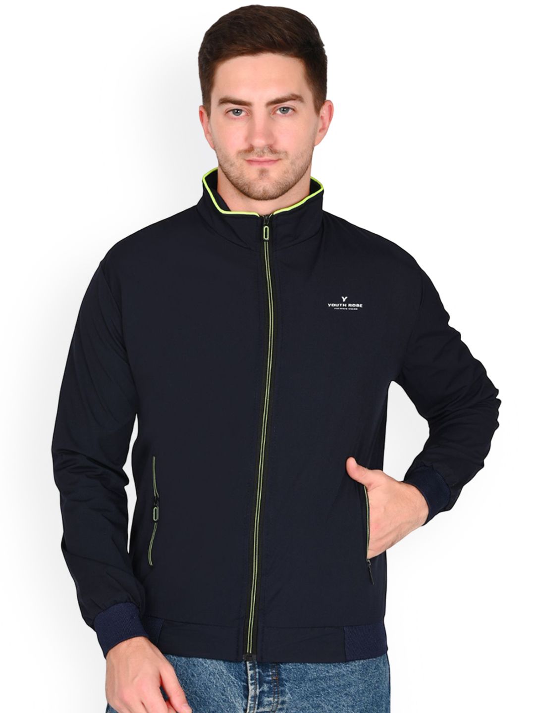 YOUTH ROBE Men Mock Collar Solid Lightweight Sporty Jacket-picture-55