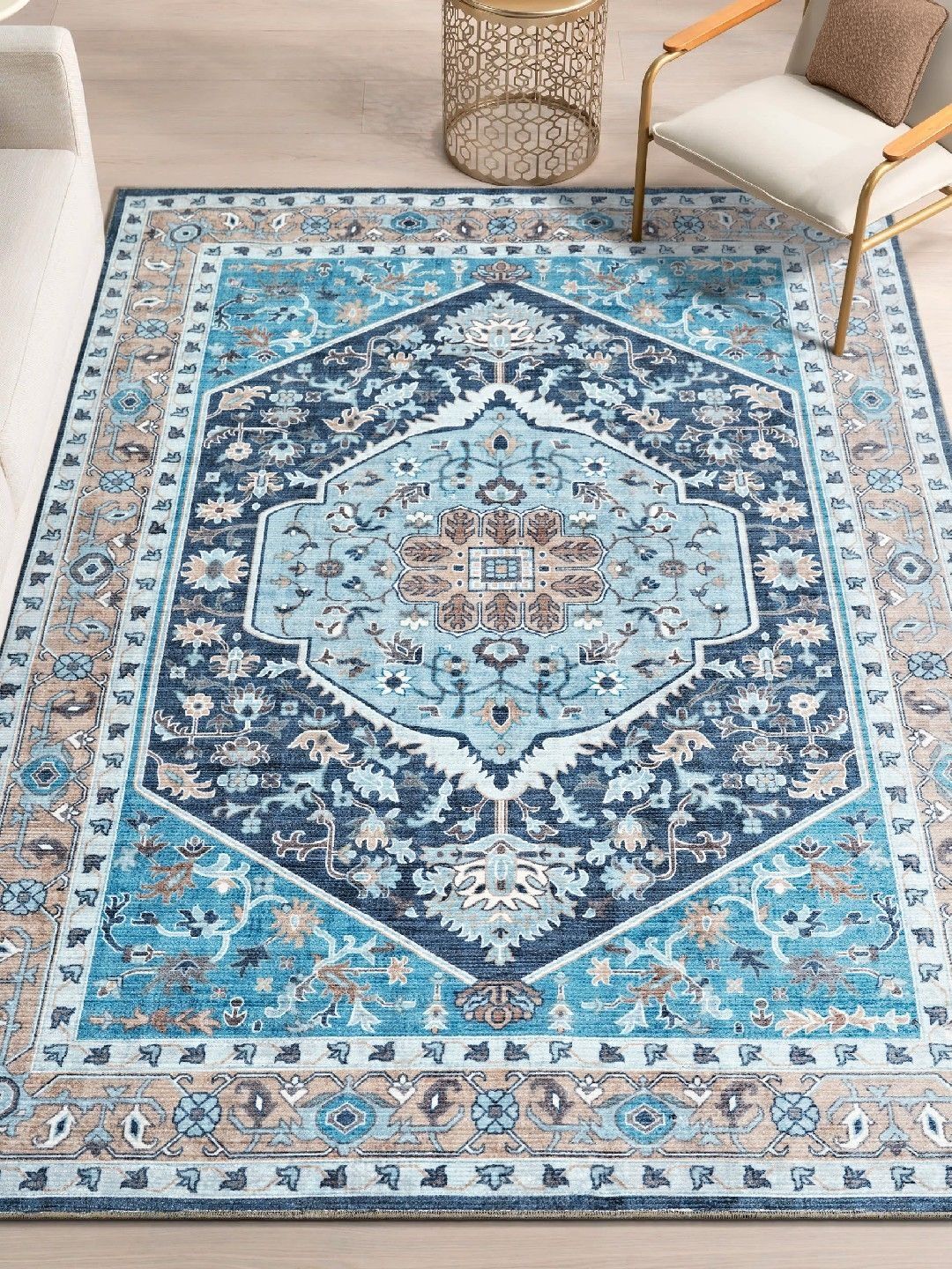 Kaleen India Blue Traditional Anti-Skid Carpet-image-16